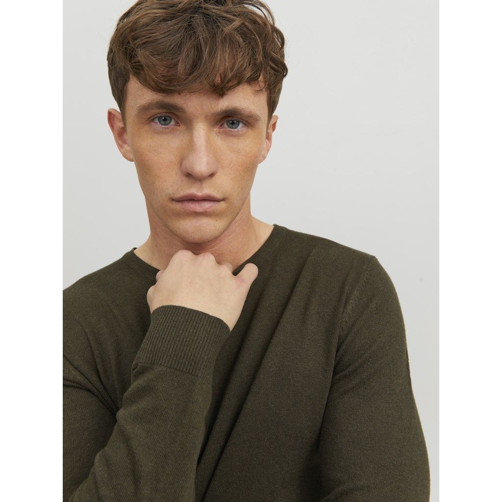 JACK & JONES Džemperis vyrams, Chaki, JJEEMIL KNIT CREW NE 6