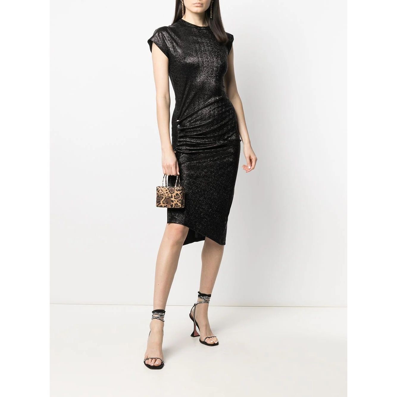 PACO RABANNE Midi suknelė moterims, Juoda, Asymmetric midi dress 2