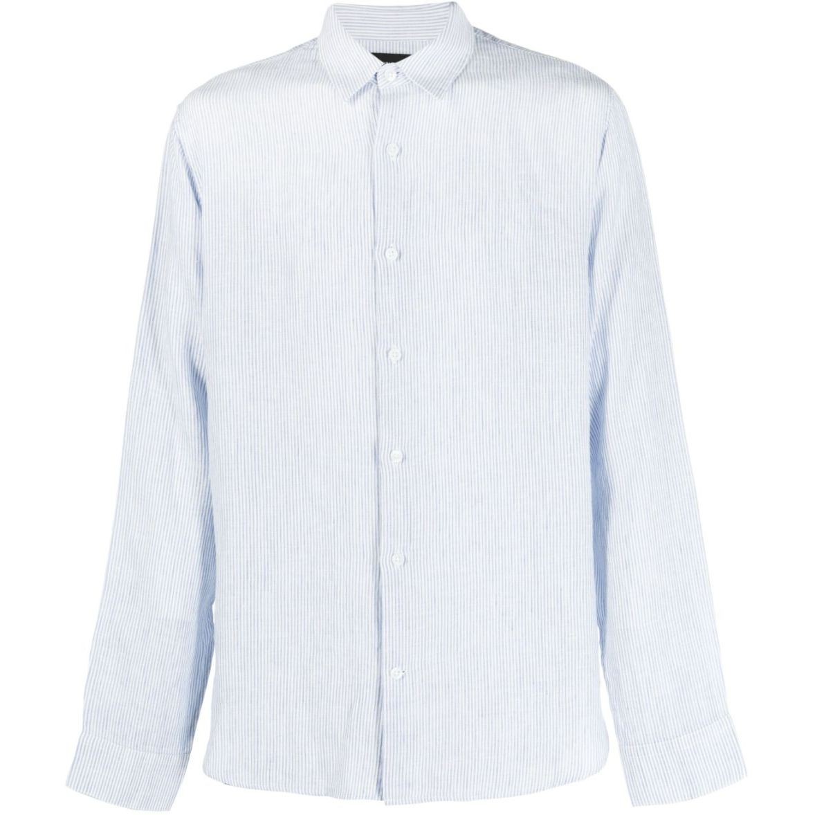 VINCE Marškiniai ilgomis rankovėmis vyrams, Balta, Linen stripe button down 1