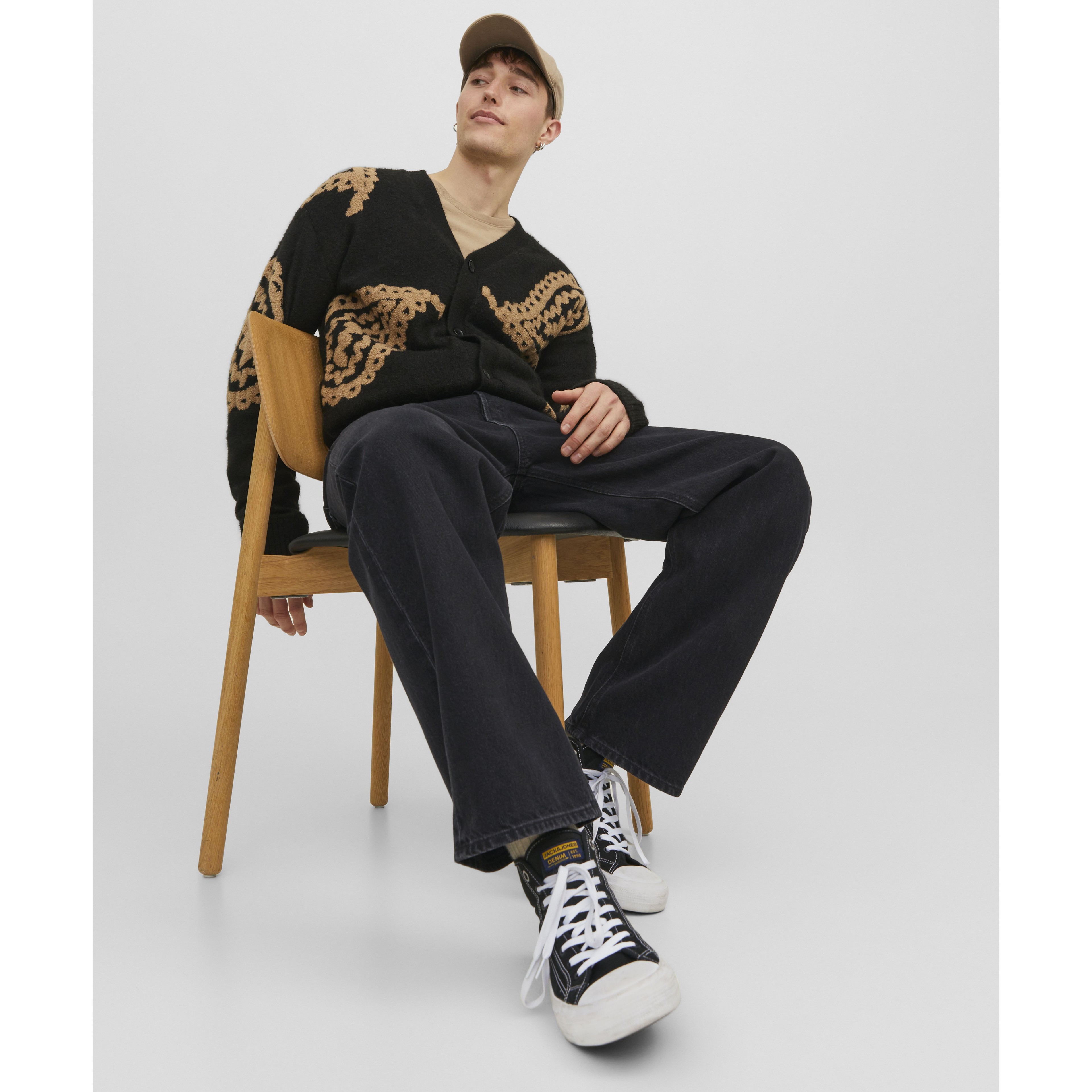 JACK & JONES Platūs džinsai vyrams, Juoda, JJIALEX JJORIGINAL SBD 8
