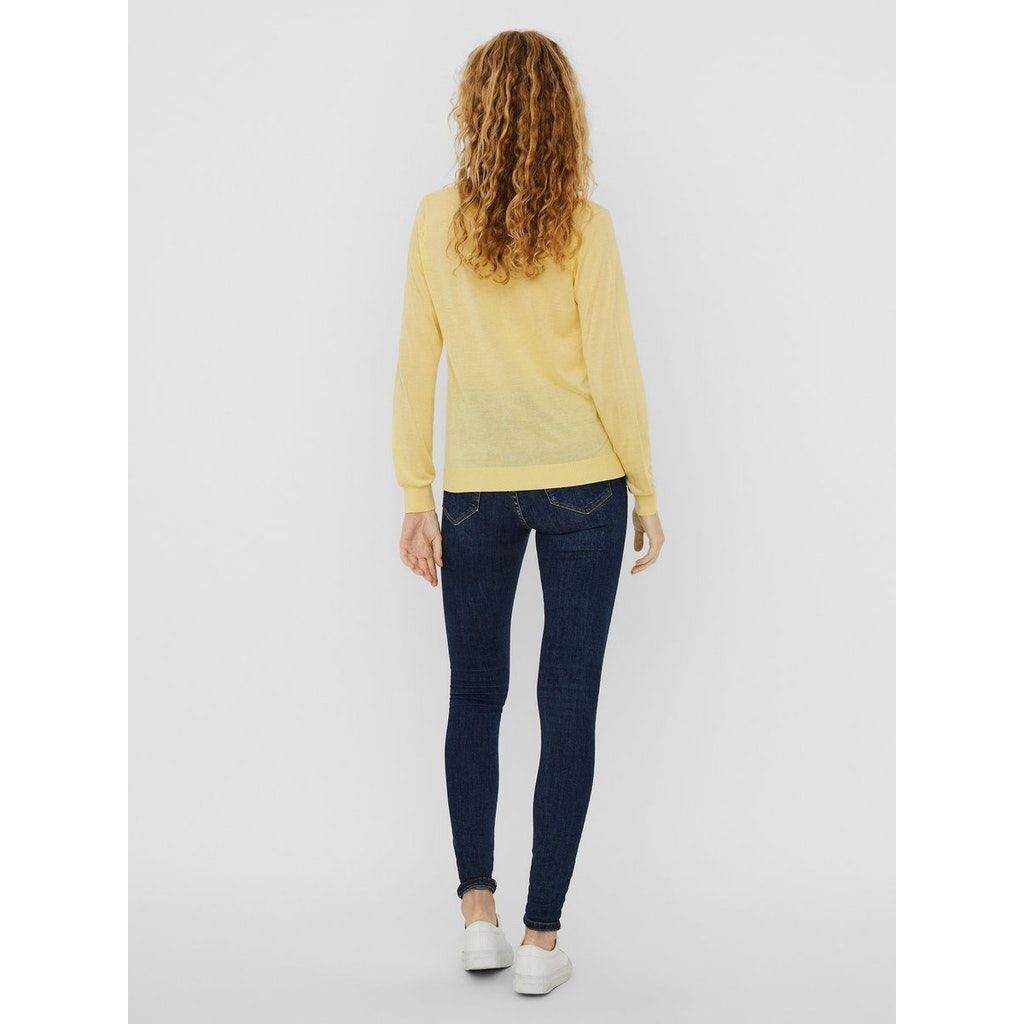 VERO MODA Megztinis moterims, Geltona, VMLINA LS V-NECK 3