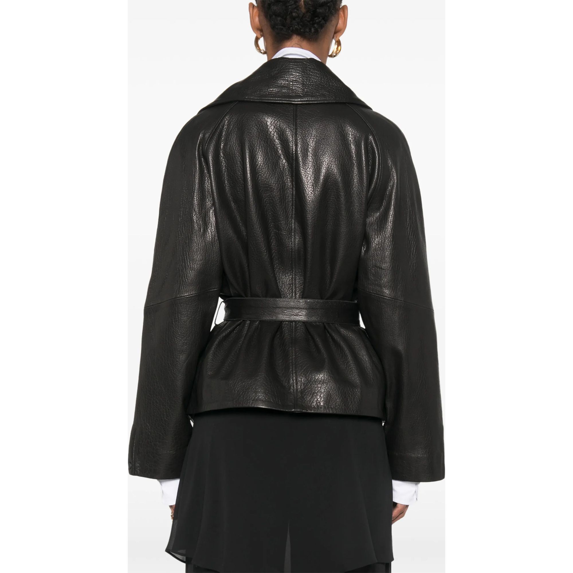 ADRIANNA FERETTI Odinė striukė moterims, Juoda, Leather jacket 4