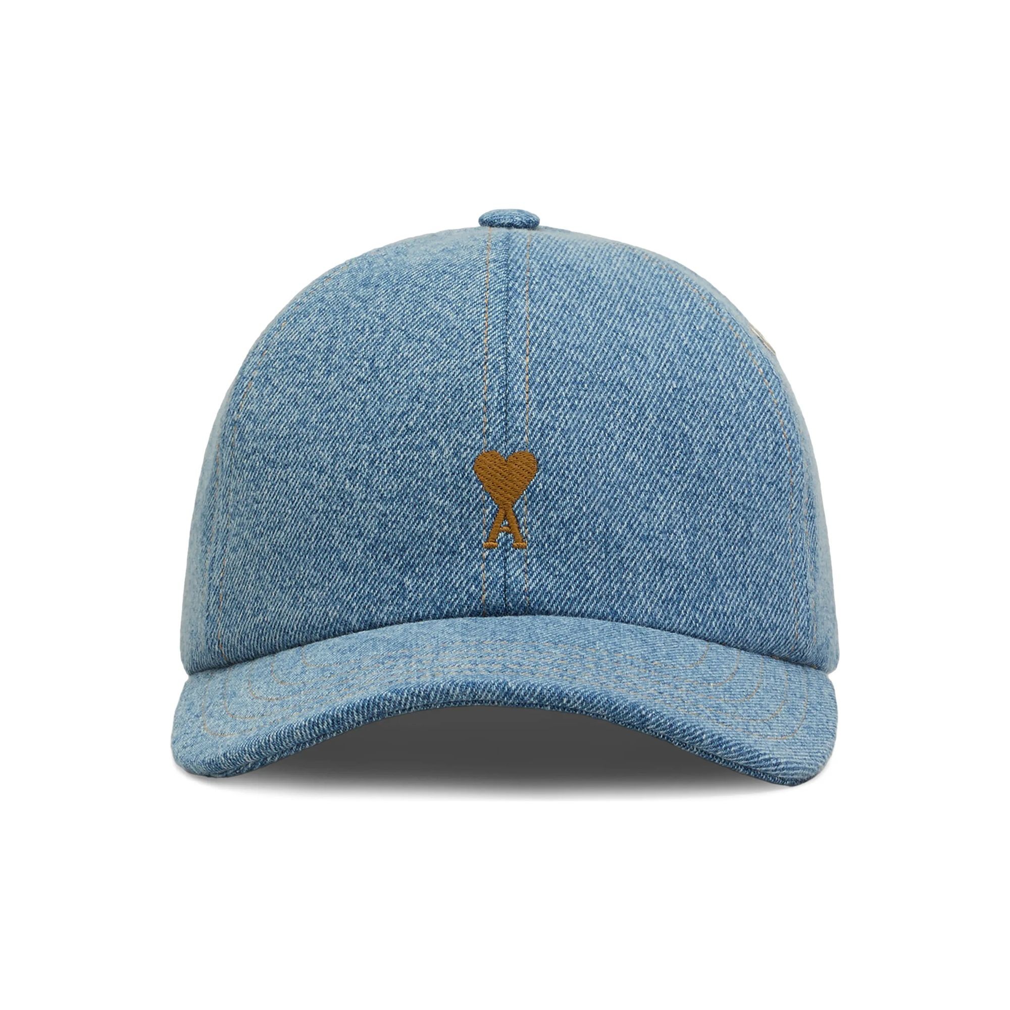AMI PARIS Kepurė, Mėlyna, Ami de coeur embroidery cap 1