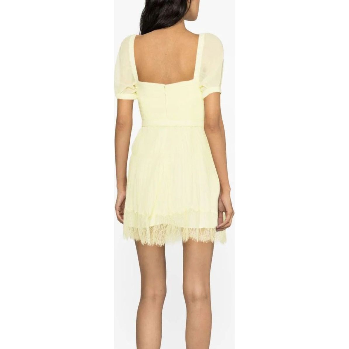 SELF PORTRAIT Mini suknelė moterims, Geltona, Chiffon lace detail mini dress 3