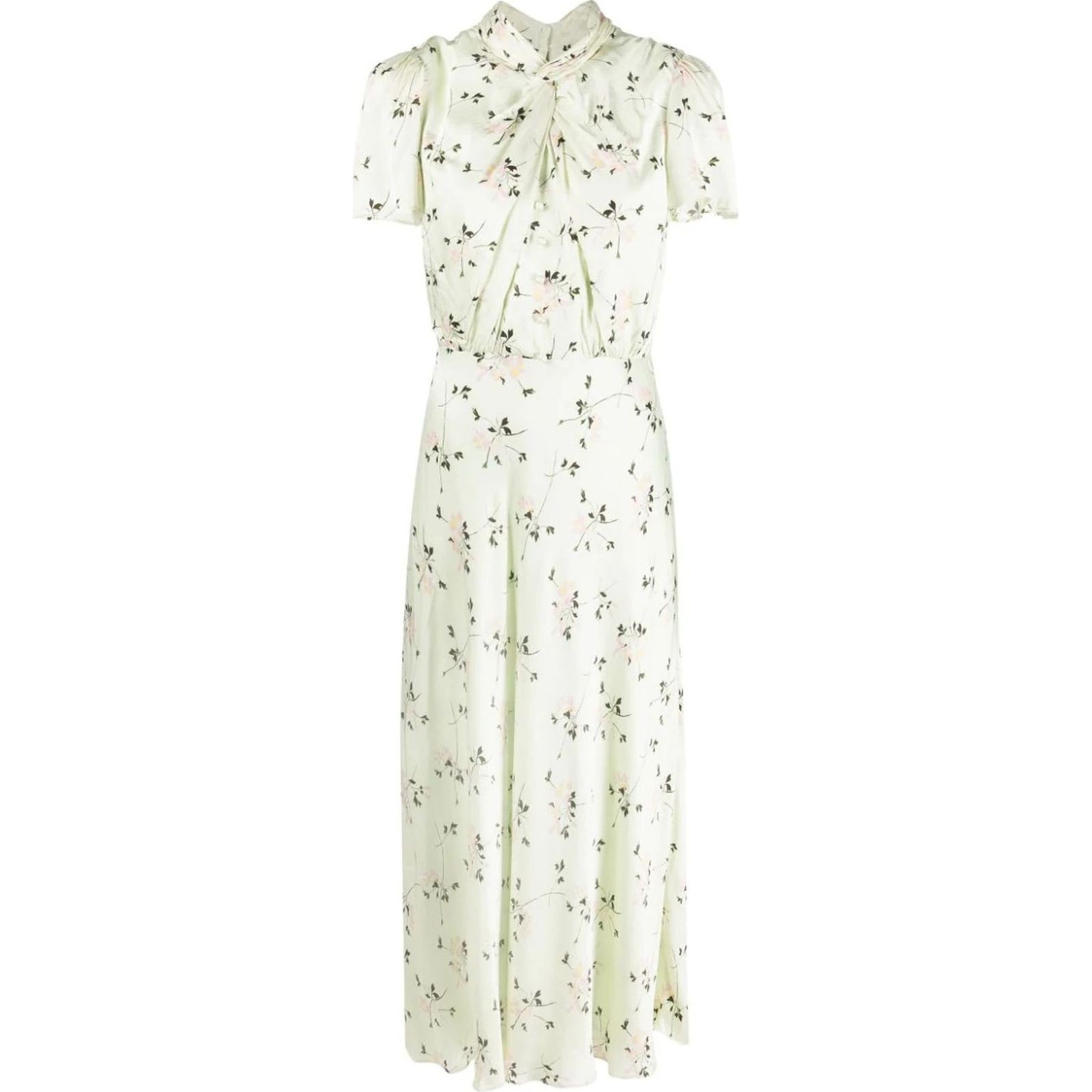 SELF PORTRAIT Midi suknelė moterims, Žalia, Green floral print midi dress 1