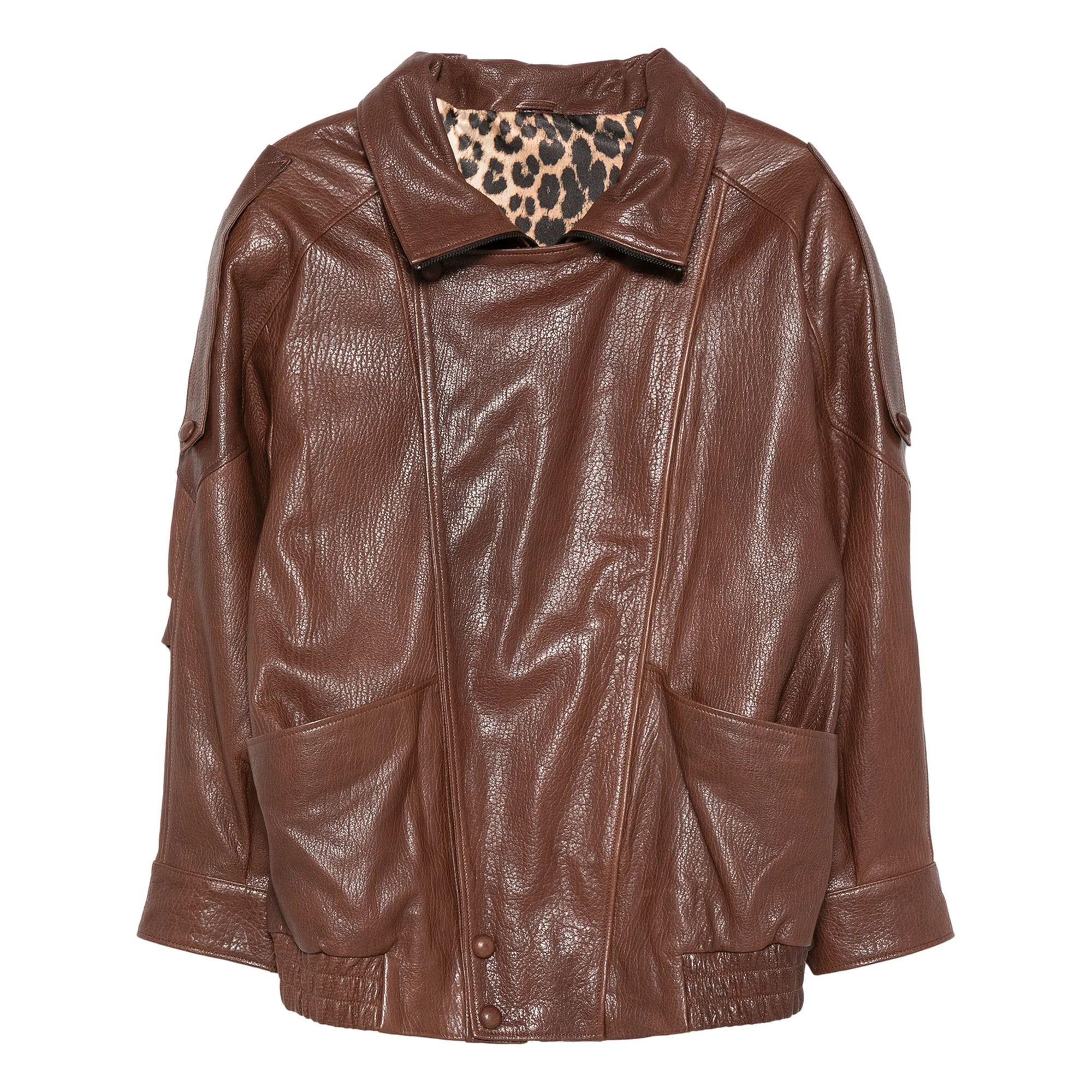 ADRIANNA FERETTI Odinė striukė moterims, Ruda, Leather jacket 1