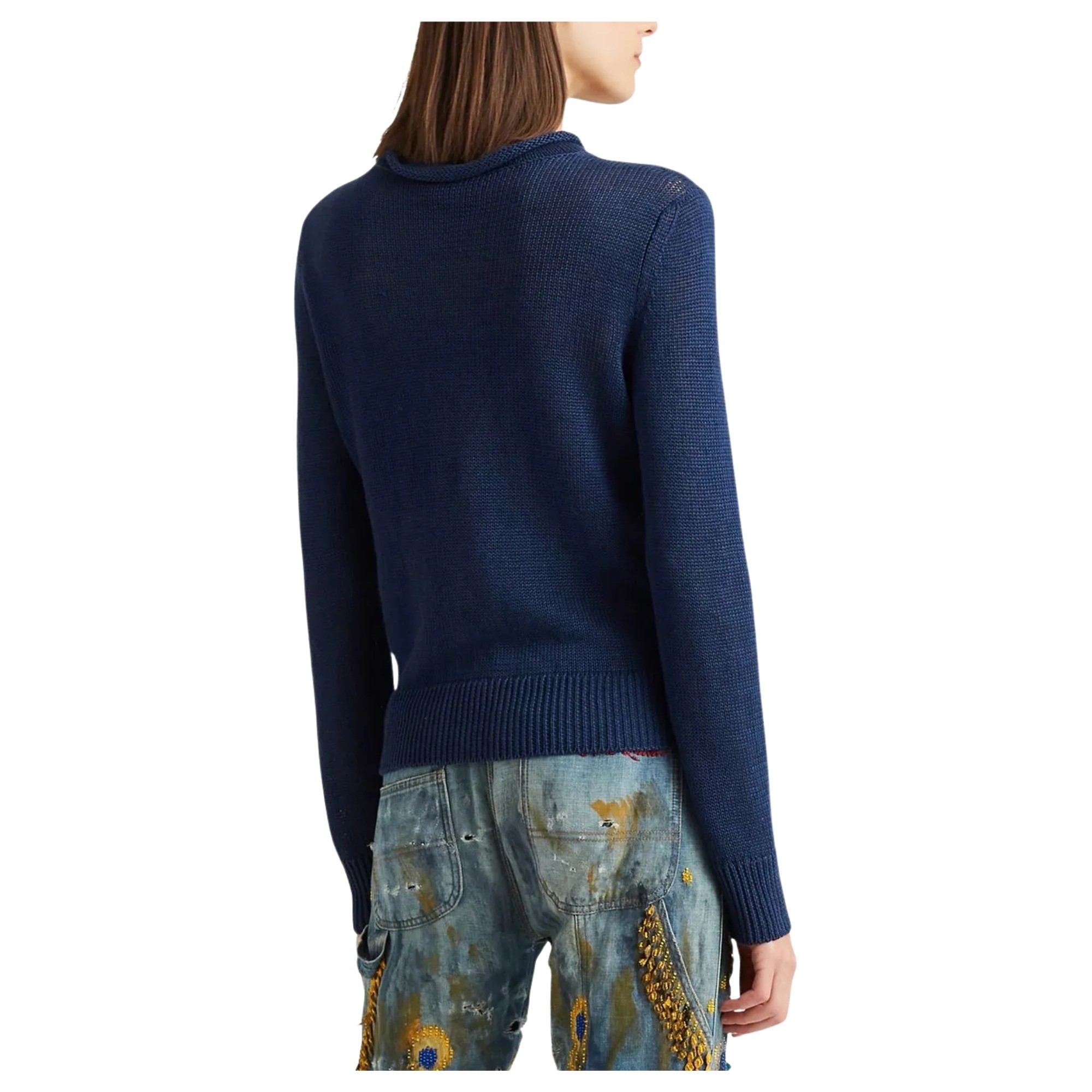 RALPH LAUREN Megztinis moterims, Mėlyna, LONG SLEEVE-PULLOVER 3