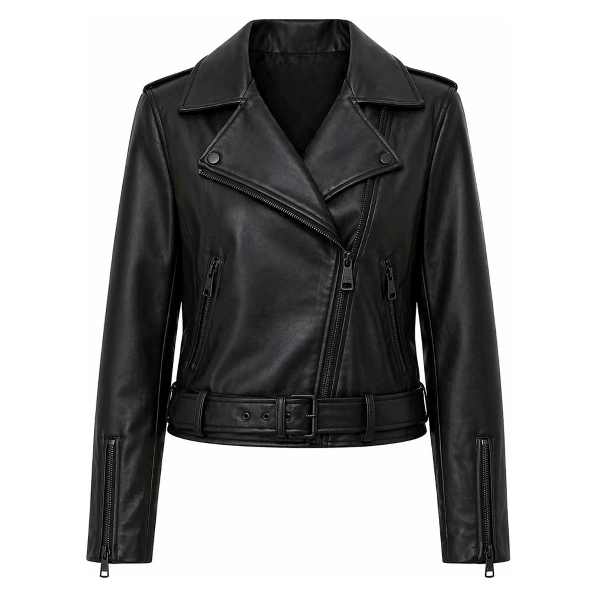 DKNY Odinė striukė moterims, Juoda, Faux leather moto jackets