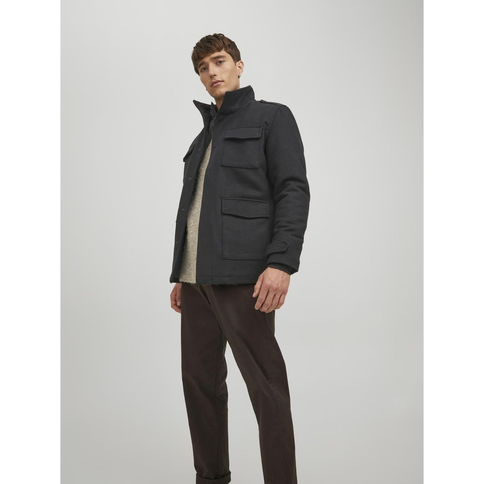 JACK & JONES Striukė vyrams, Juoda, JPRBLAPARKER WOOL FIEL 7