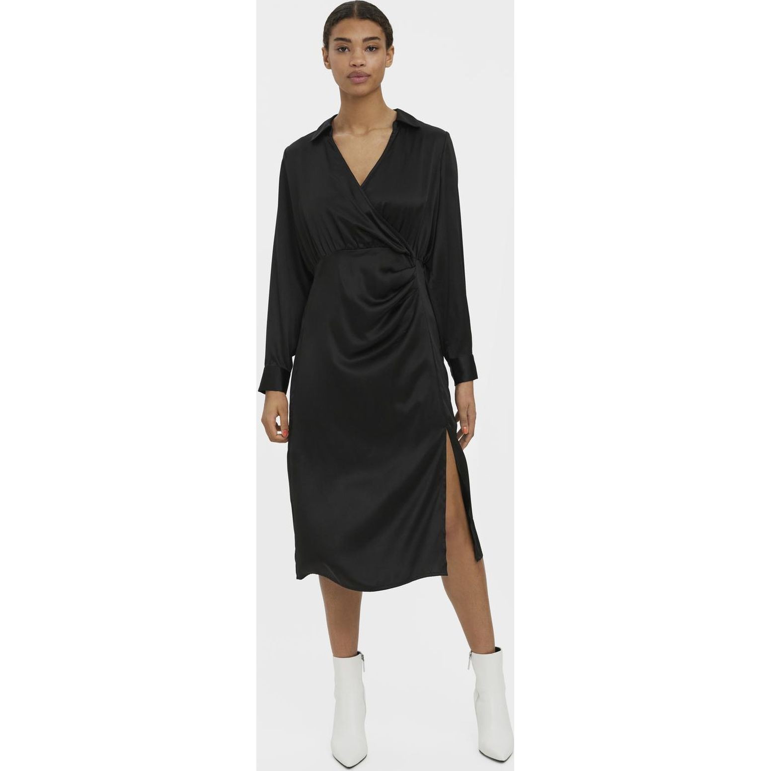 VERO MODA Maxi suknelė moterims, Juoda, VMKLEO LS CALF SHIRT 3