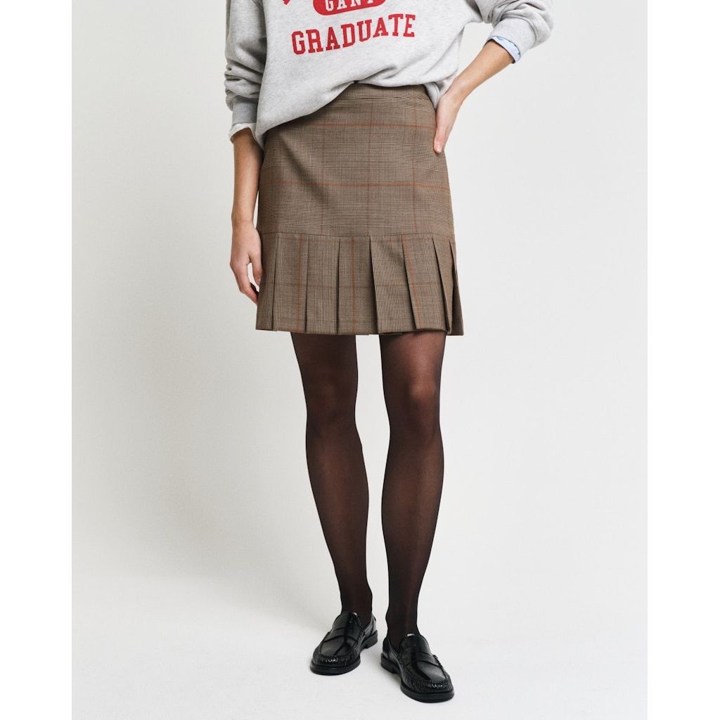 GANT Midi sijonas moterims, Ruda, Checked pleated skirt 4