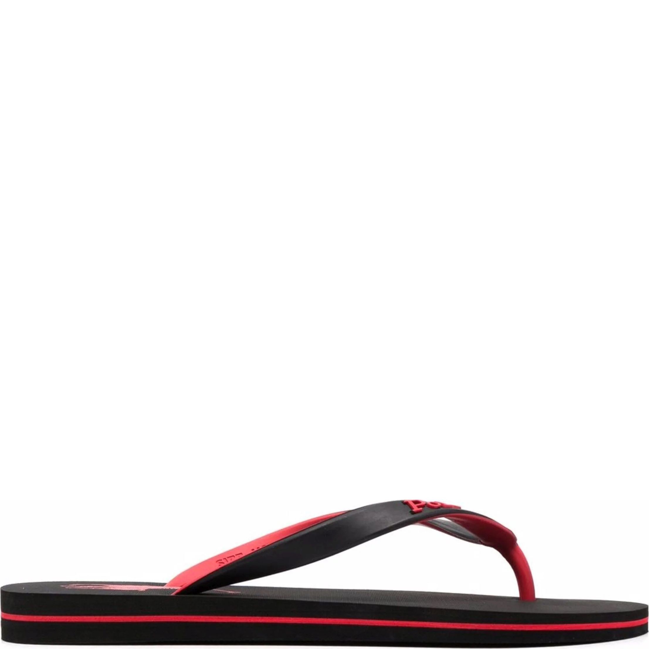 POLO RALPH LAUREN Pliažo šlepetės per pirštą vyrams, Juoda, Patch flip flops 1