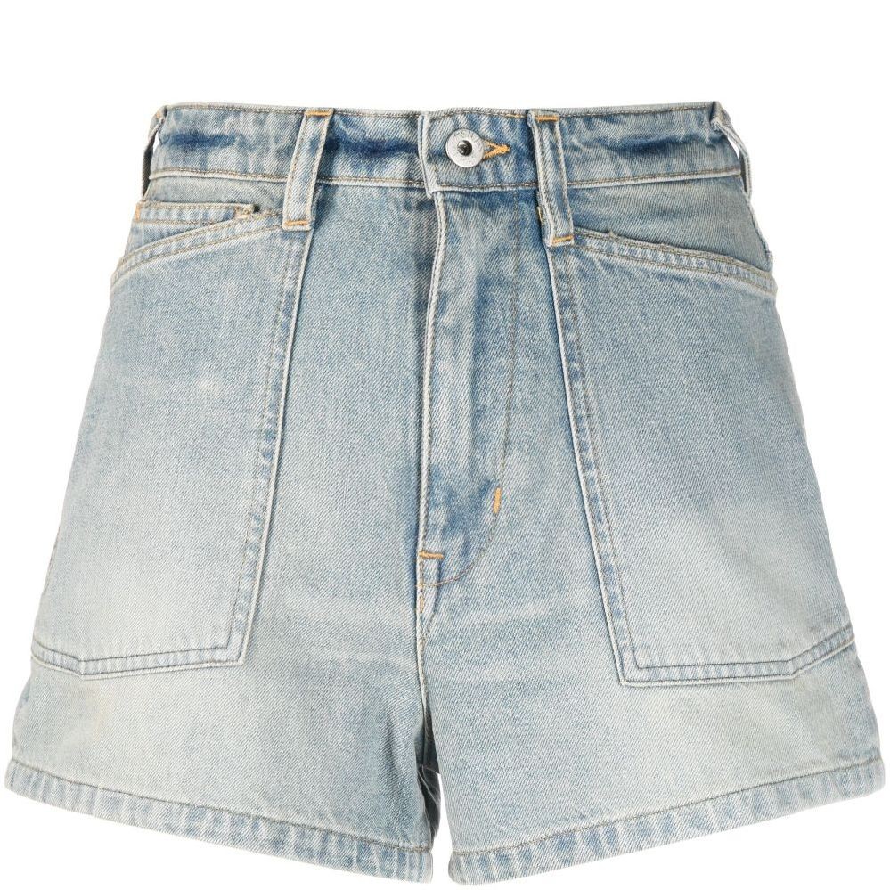 KENZO Šortai moterims, Mėlyna, Stone bleach dirty denim short
