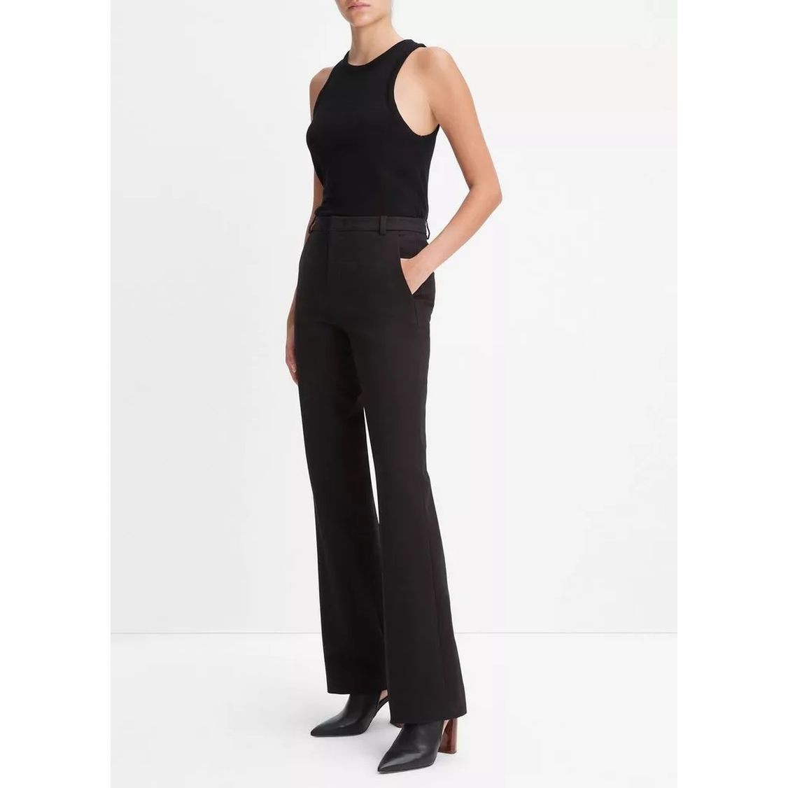 VINCE Kelnės moterims, Juoda, Cotton stretch boot trouser 2