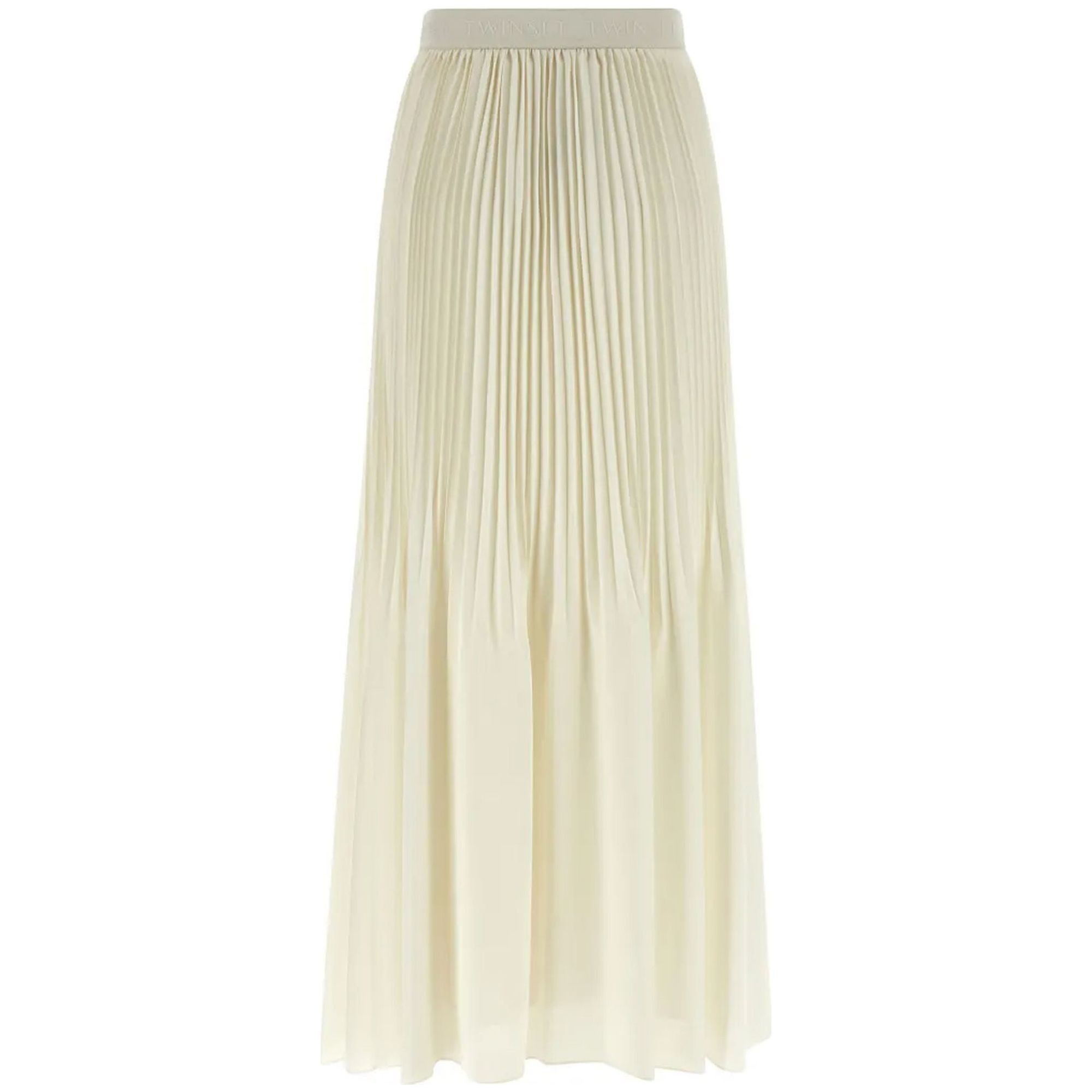 TWINSET Maxi sijonas moterims, Balta, Pleated logo waistband skirt 2