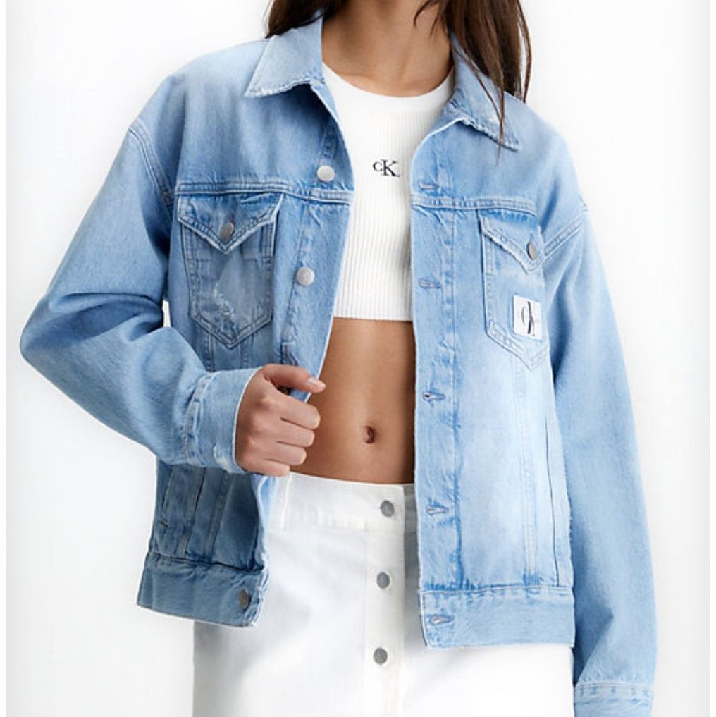 CALVIN KLEIN JEANS Džinsinis švarkas moterims, Mėlyna, Dad denim jacket 2