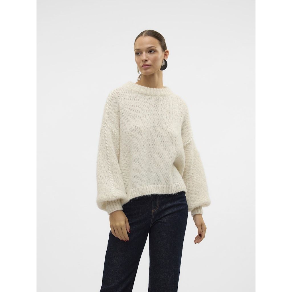 VERO MODA Megztinis moterims, Balta, Feng o-neck pullover boo 2