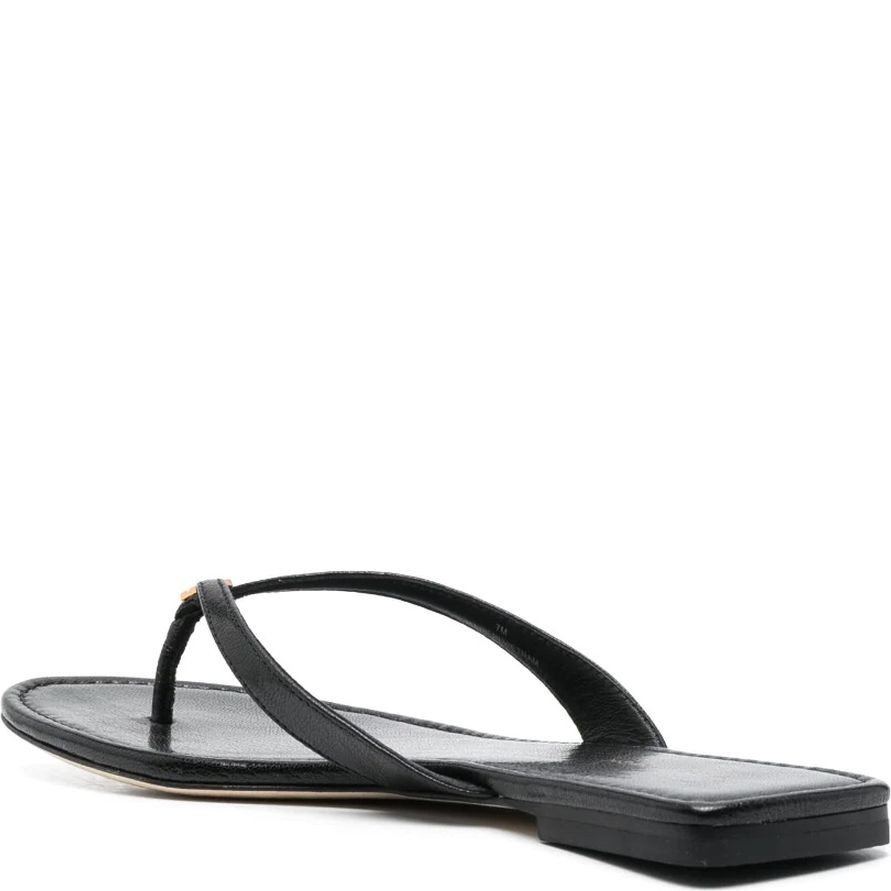 TORY BURCH Pliažo šlepetės per pirštą moterims, Juoda, Capri leather flip flop 3