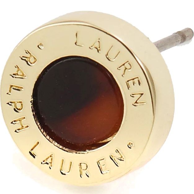RALPH LAUREN Auskarai moterims, Auksinė, Pe tort logo coin stud 3