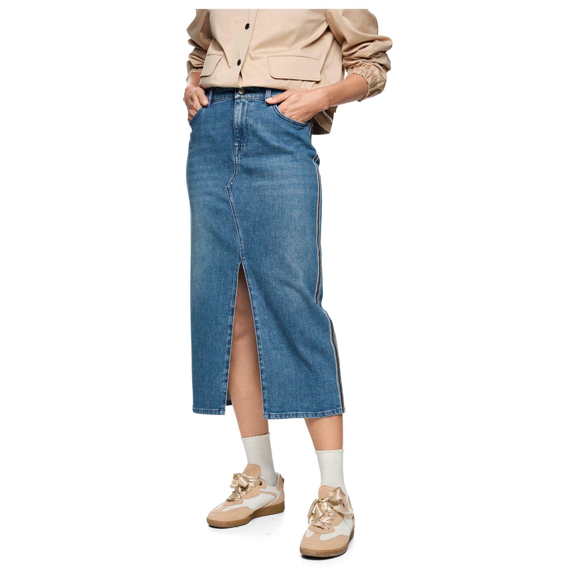 MARC CAIN Midi sijonas moterims, Mėlyna, Skirt 8