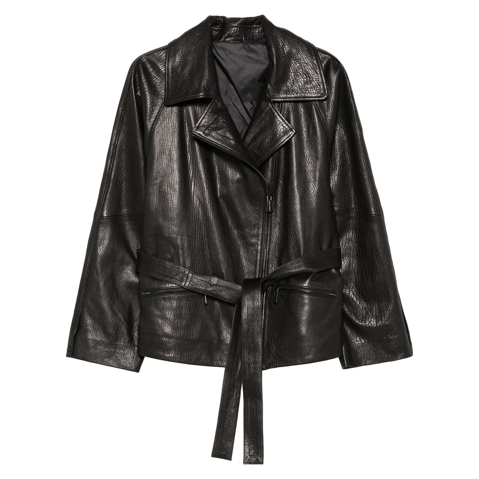 ADRIANNA FERETTI Odinė striukė moterims, Juoda, Leather jacket 1