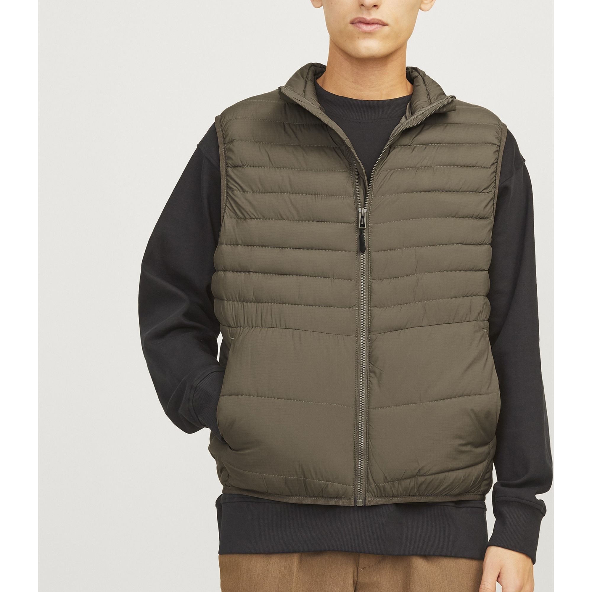 JACK & JONES Pūkinė liemenė vyrams, Chaki, State packable bw collar 3