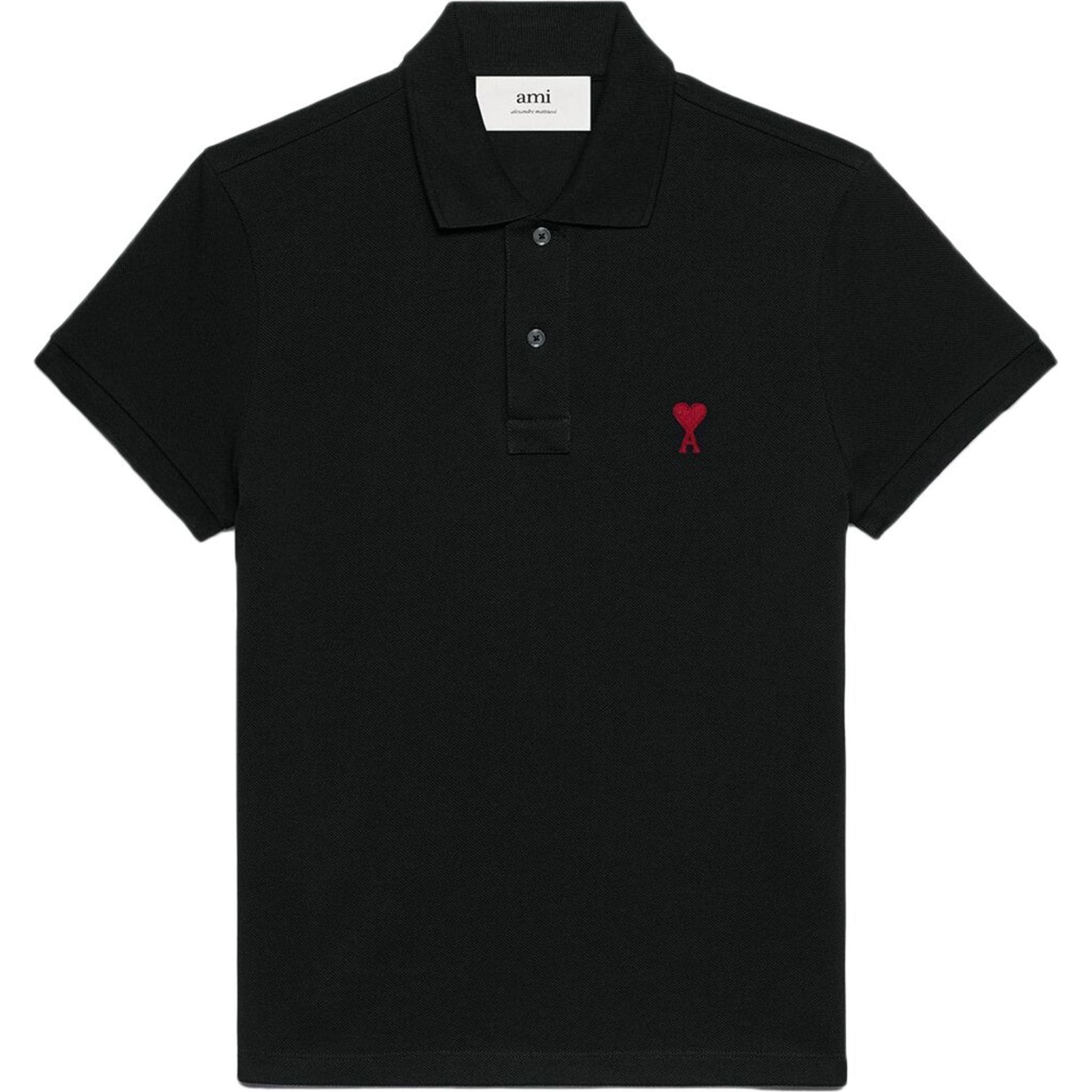 AMI PARIS Polo marškiniai trumpos rank., Juoda, Ami de coeur polo shirt 1