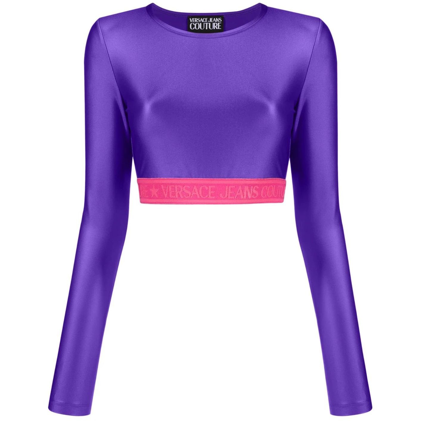 VERSACE JEANS CUTURE Palaidinės moterims, purple, Print chain top 1