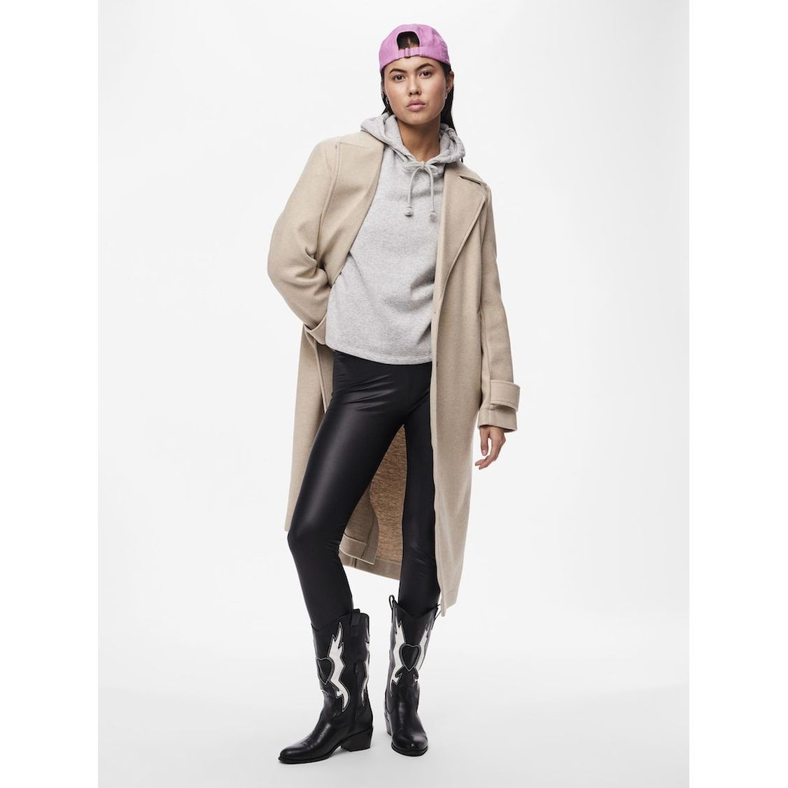 PIECES Odinės kelnės moterims, Juoda, New shiny fleece leggings 6
