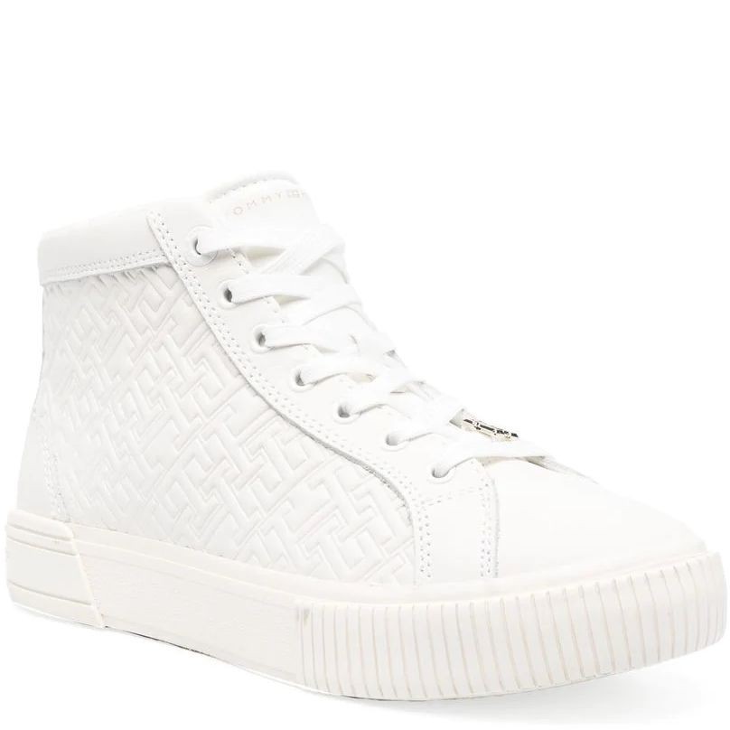 TOMMY HILFIGER Sportiniai bateliai moterims, Smėlio, TH MONOGRAM SNEAKER HIGH 1