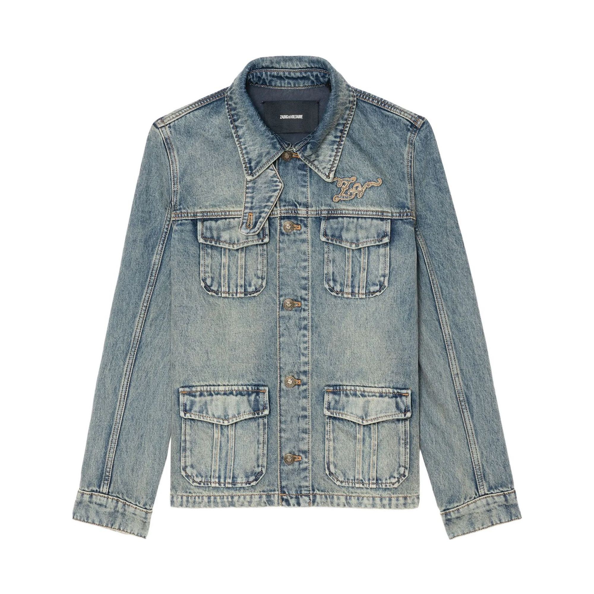 ZADIG&VOLTAIRE Džinsinis švarkas moterims, Mėlyna, Lienna denim eco sable