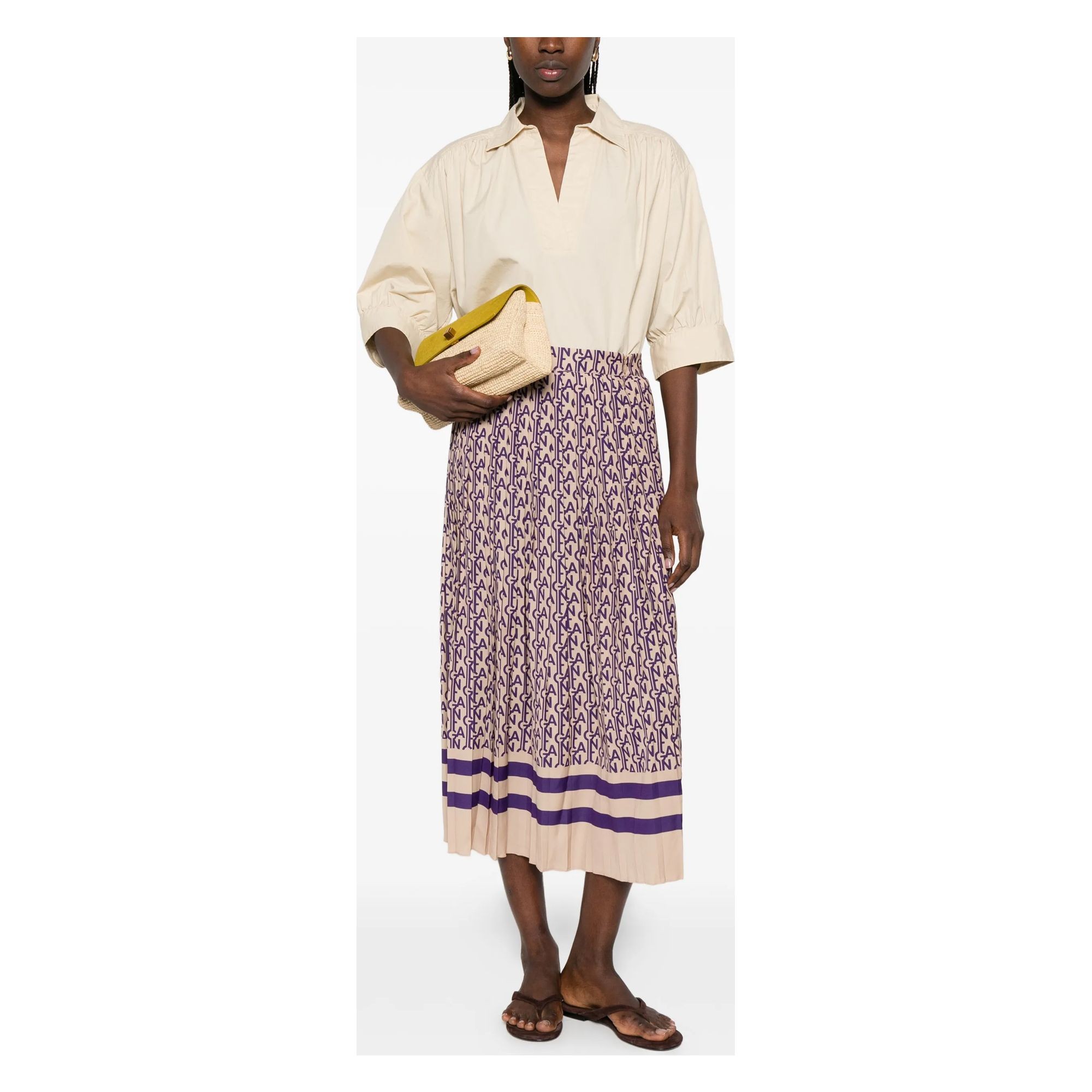 GANT Midi sijonas moterims, Violetinė, Monogram print skirt 2
