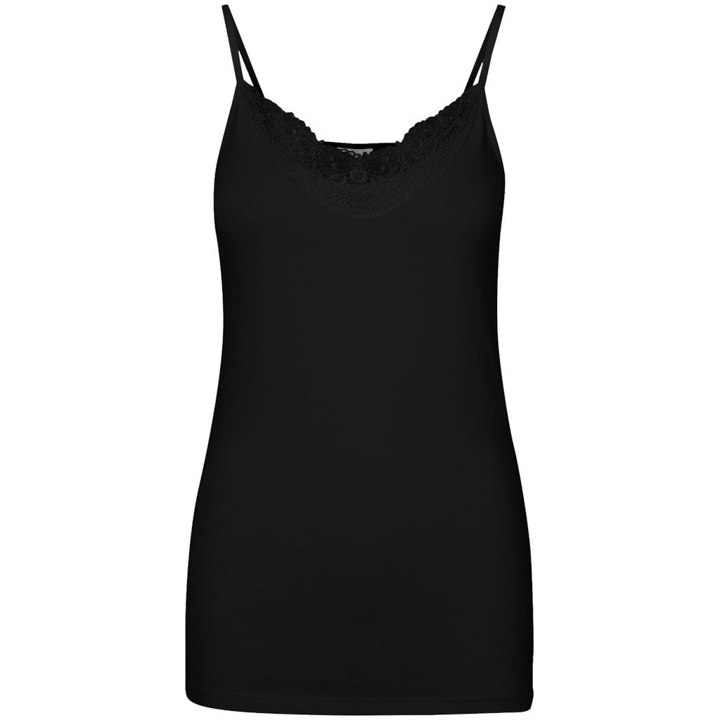 VERO MODA Marškinėliai moterims, Juoda, VMINGE LACE SINGLET 1