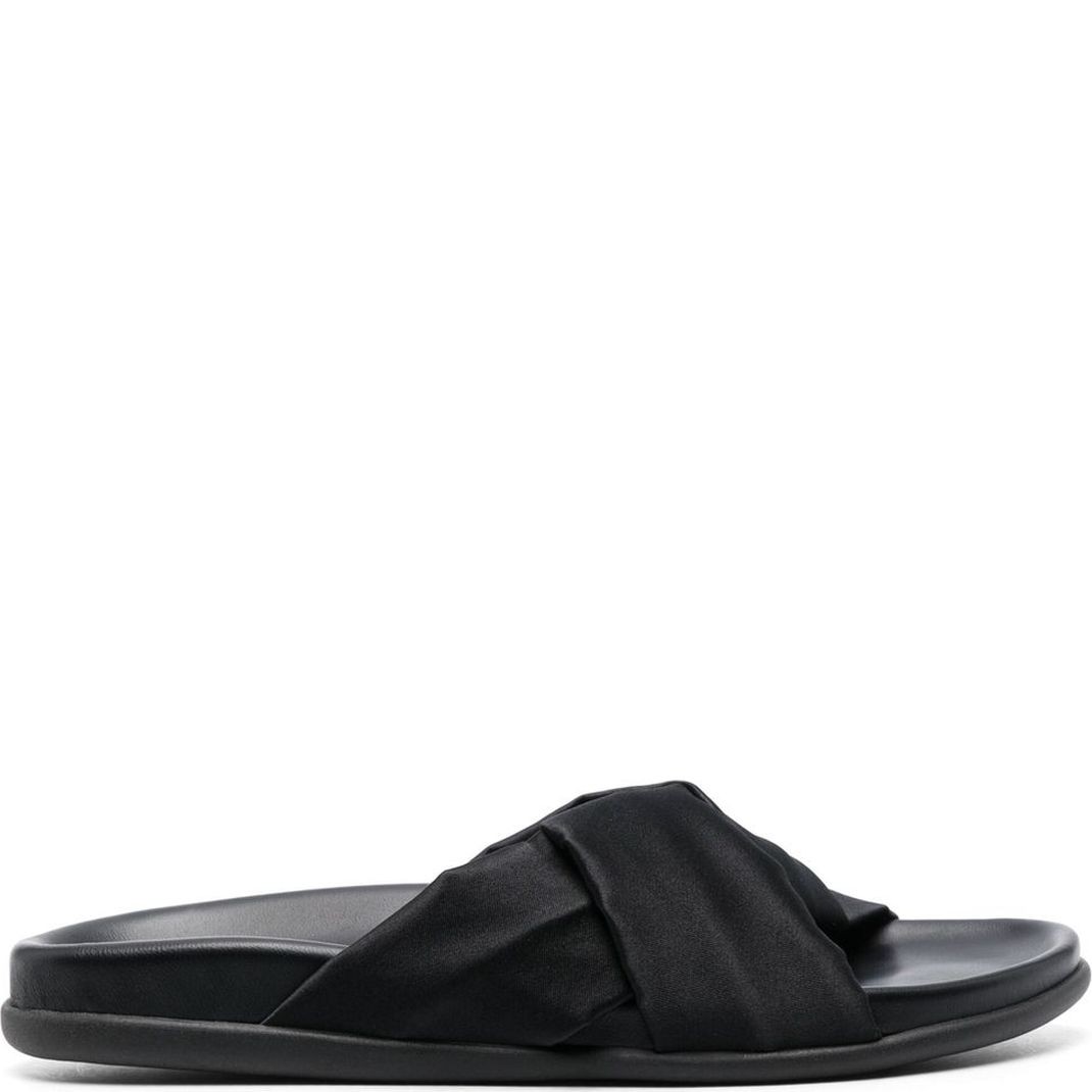 ANCIENT GREEK SANDAL Basutės moterims, Juoda, Whitney footbed satin sandals 1