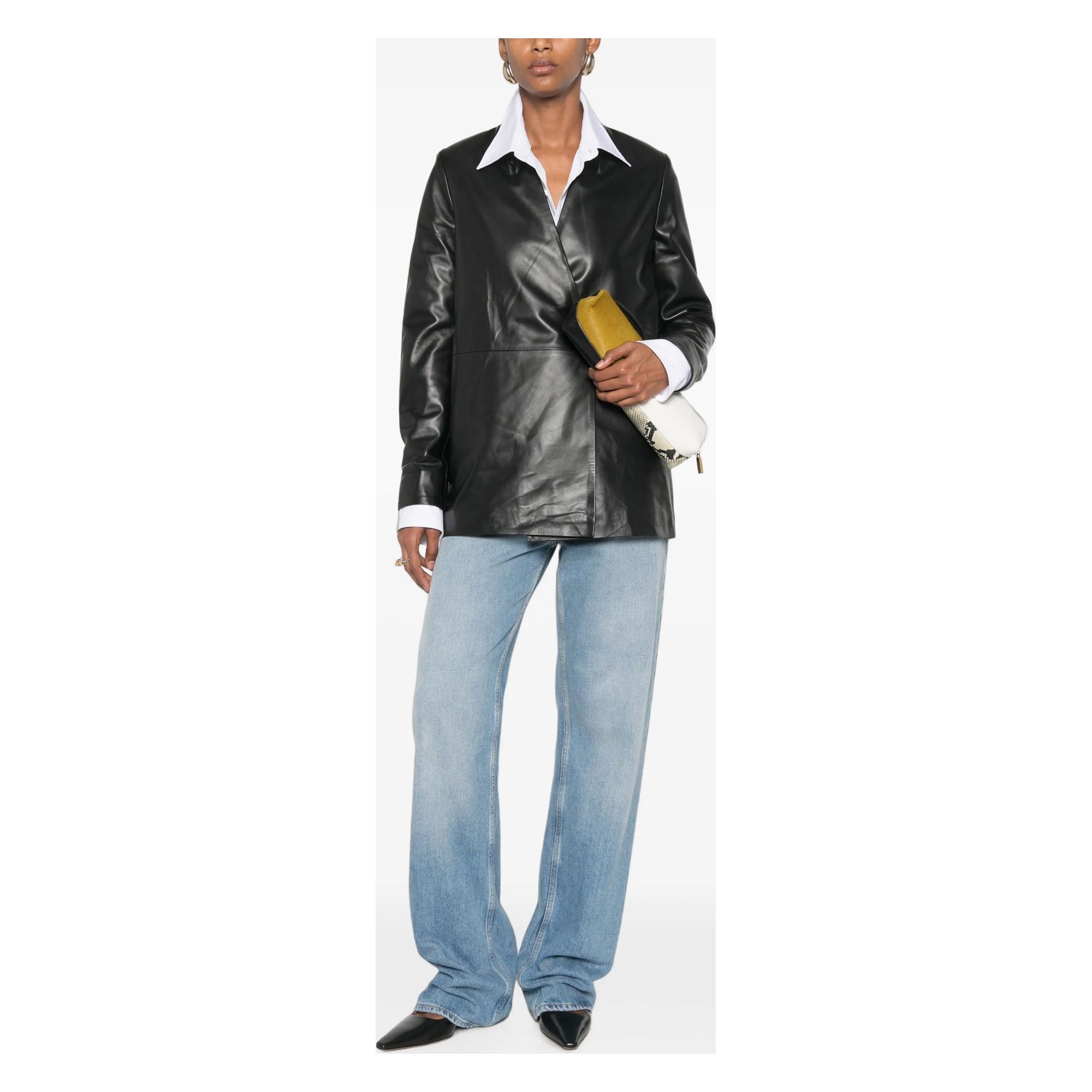 ADRIANNA FERETTI Odinė striukė moterims, Juoda, Leather jacket 2