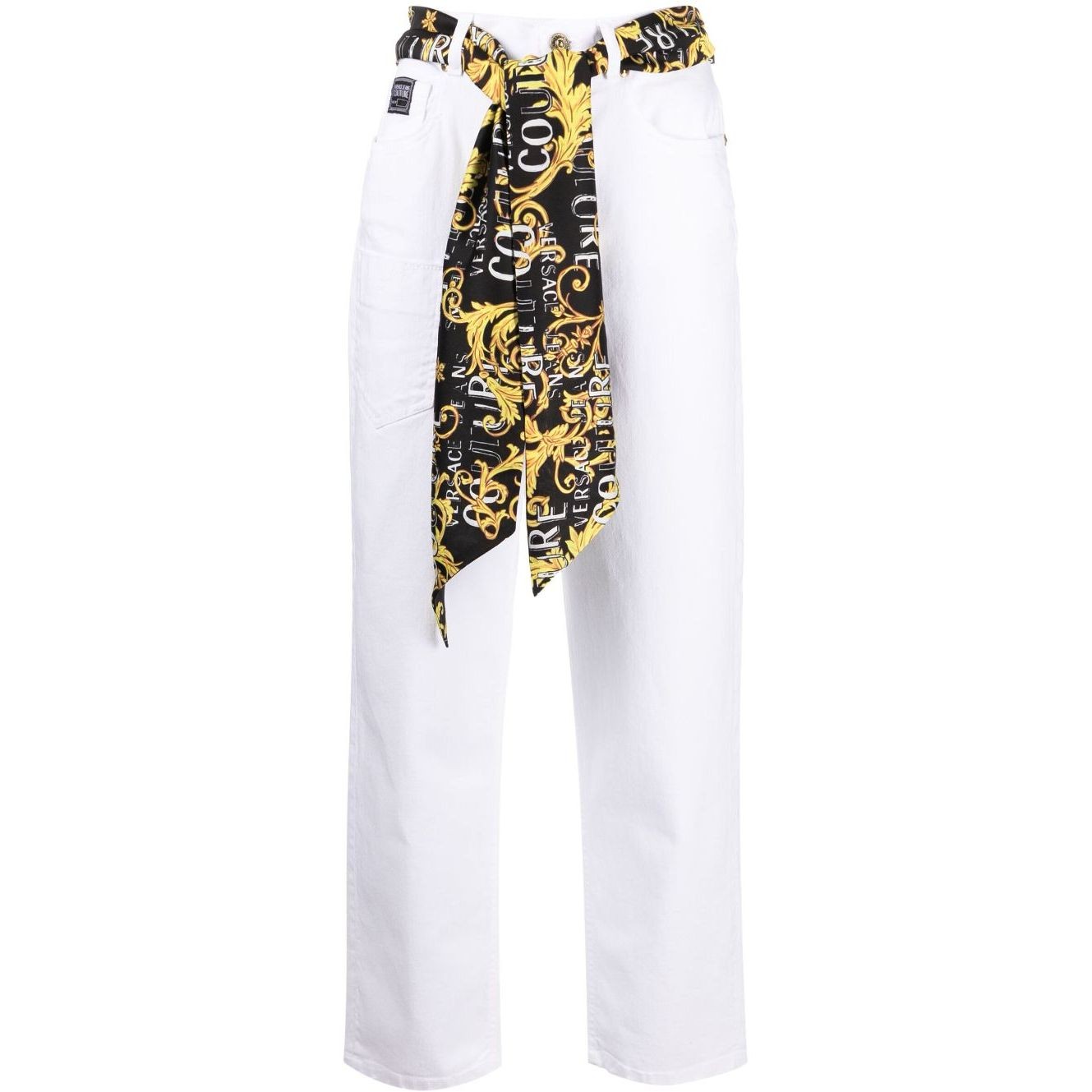 VERSACE JEANS CUTURE Tiesūs džinsai -moterims, Balta, 5 pocket straight jeans