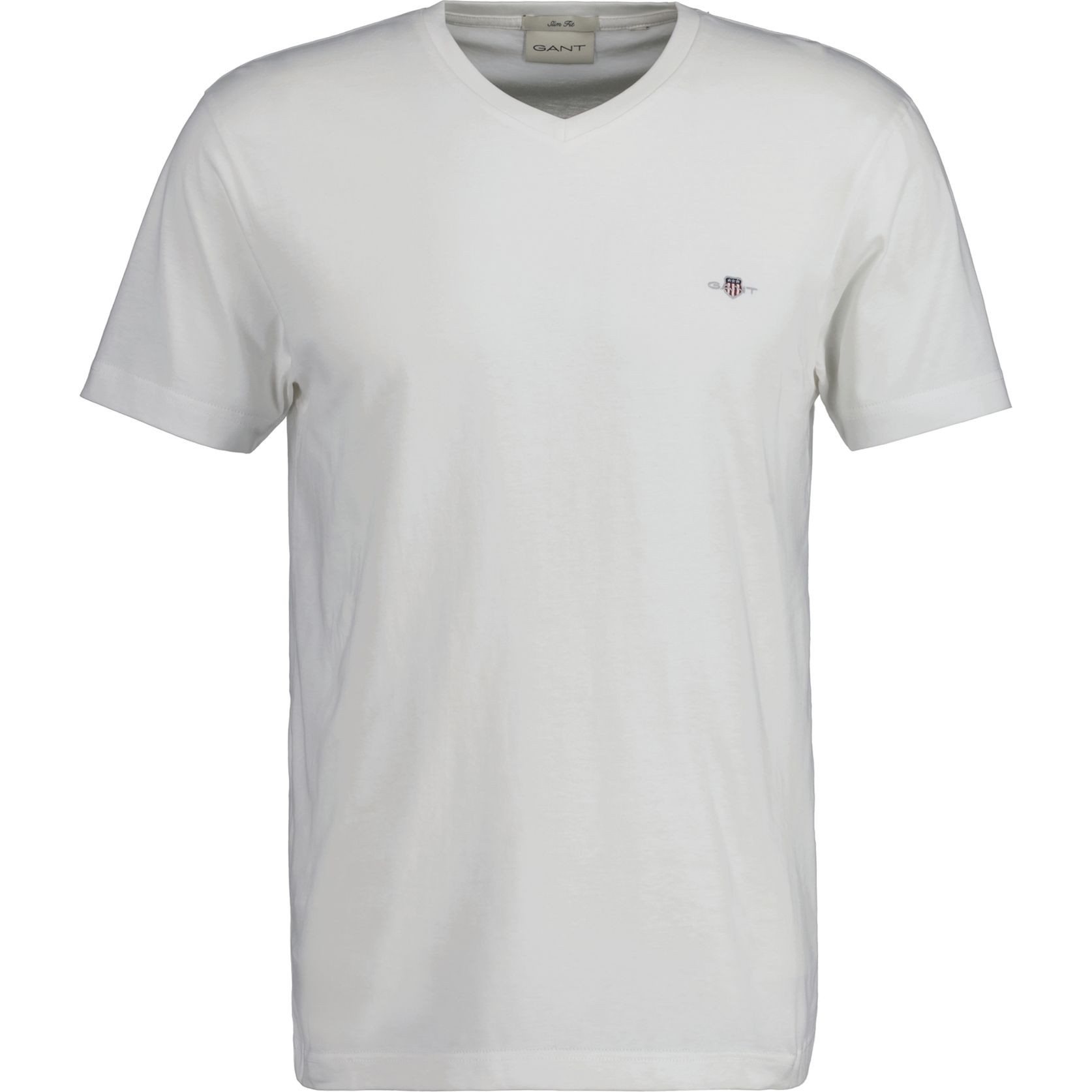 GANT Marškinėliai trump. rankovėmis vyrams, Balta, Slim shield V-neck t-shirt 1