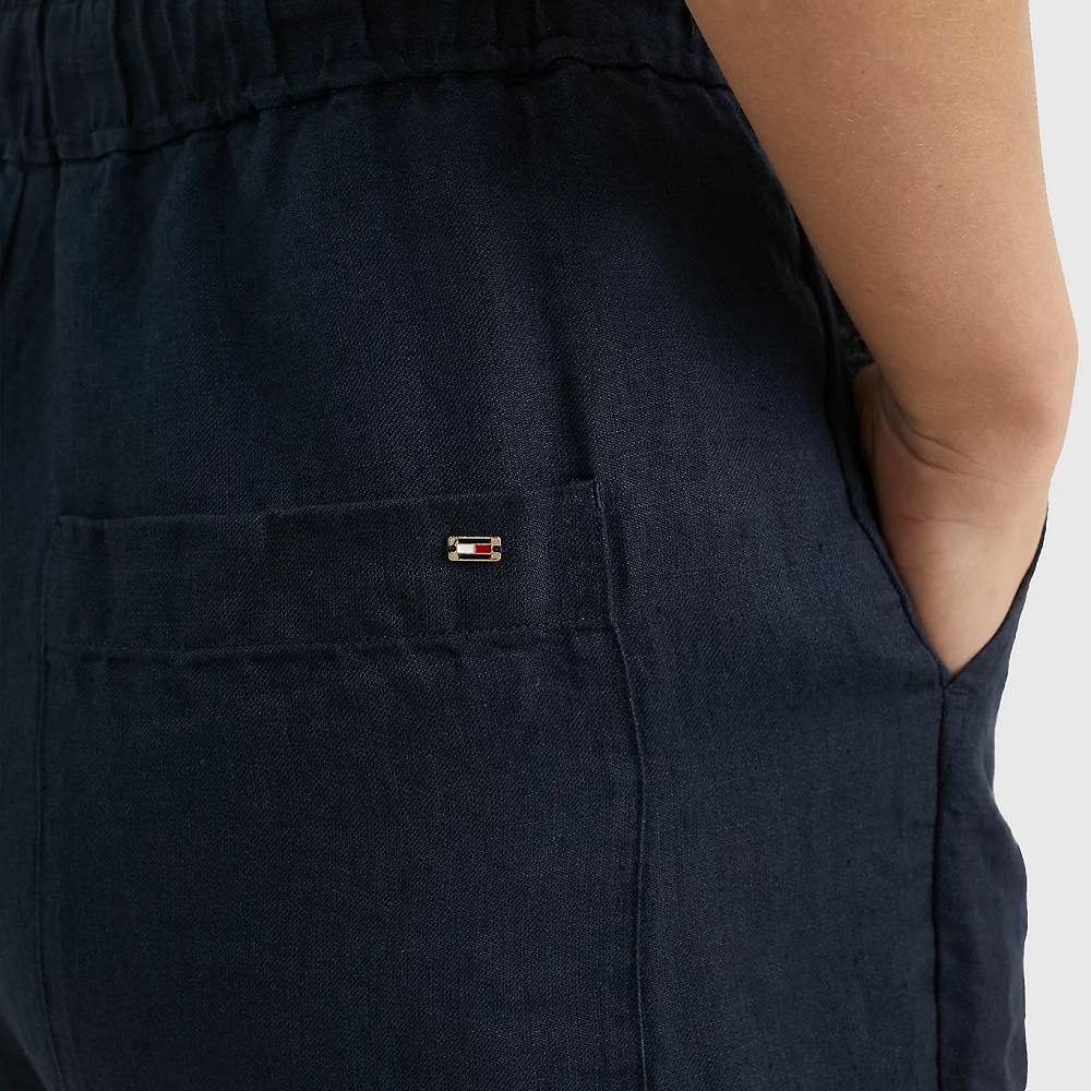 TOMMY HILFIGER Laisvalaikio kelnės moterims, Mėlyna, Boyfit cas linen pull on pant 4