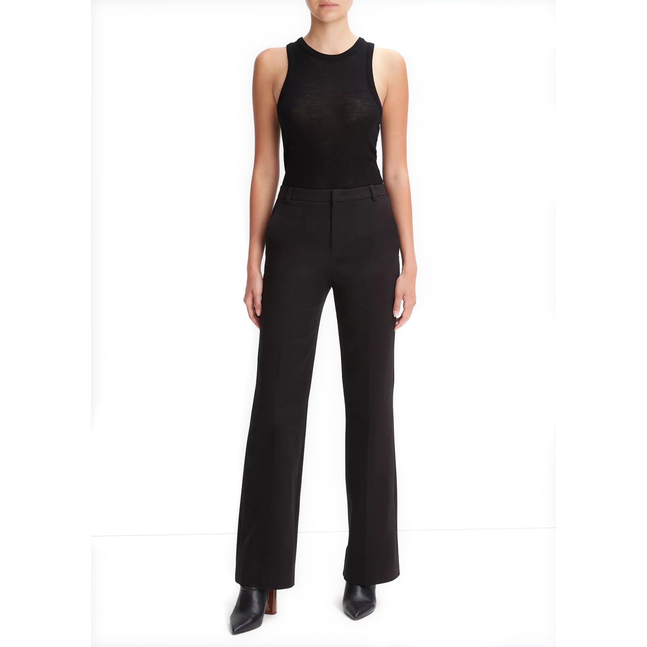 VINCE Kelnės moterims, Juoda, Cotton stretch boot trouser 1