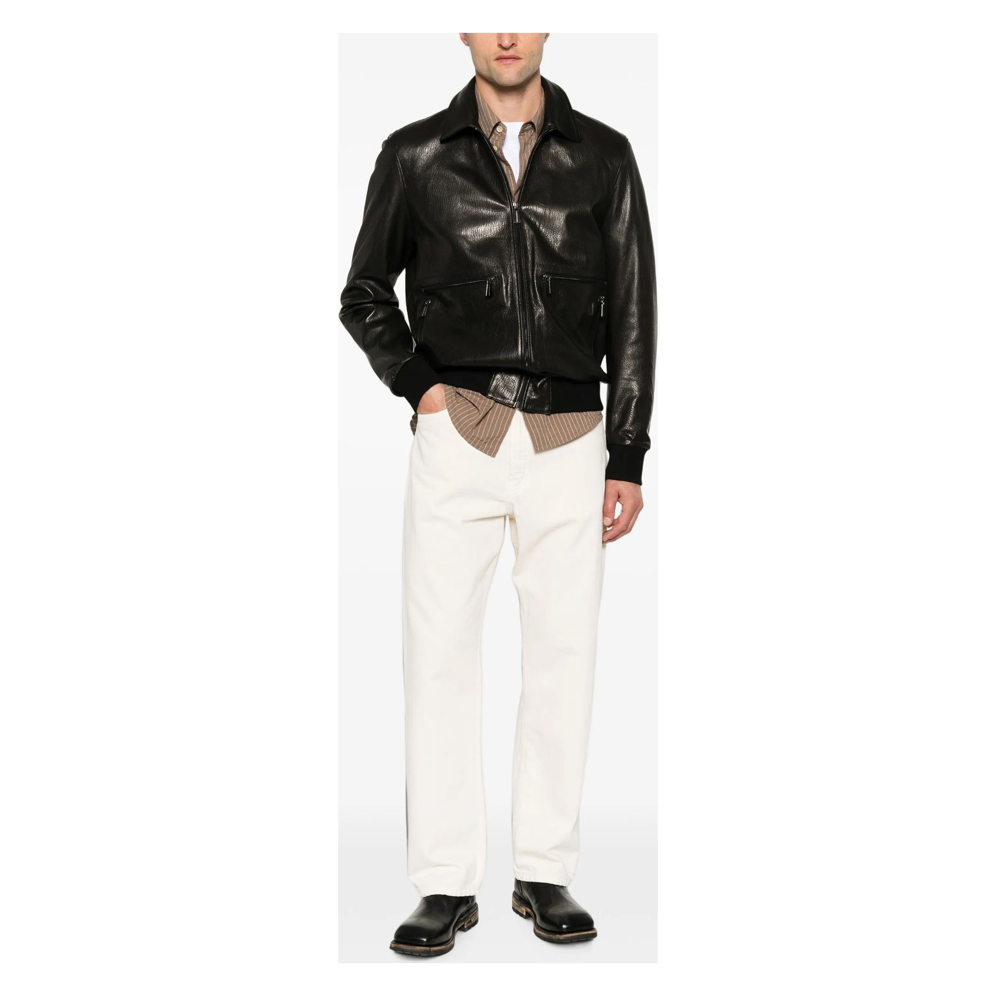 SERGIO MORETTI Odinė striukė vyrams, Juoda, Leather jacket 2