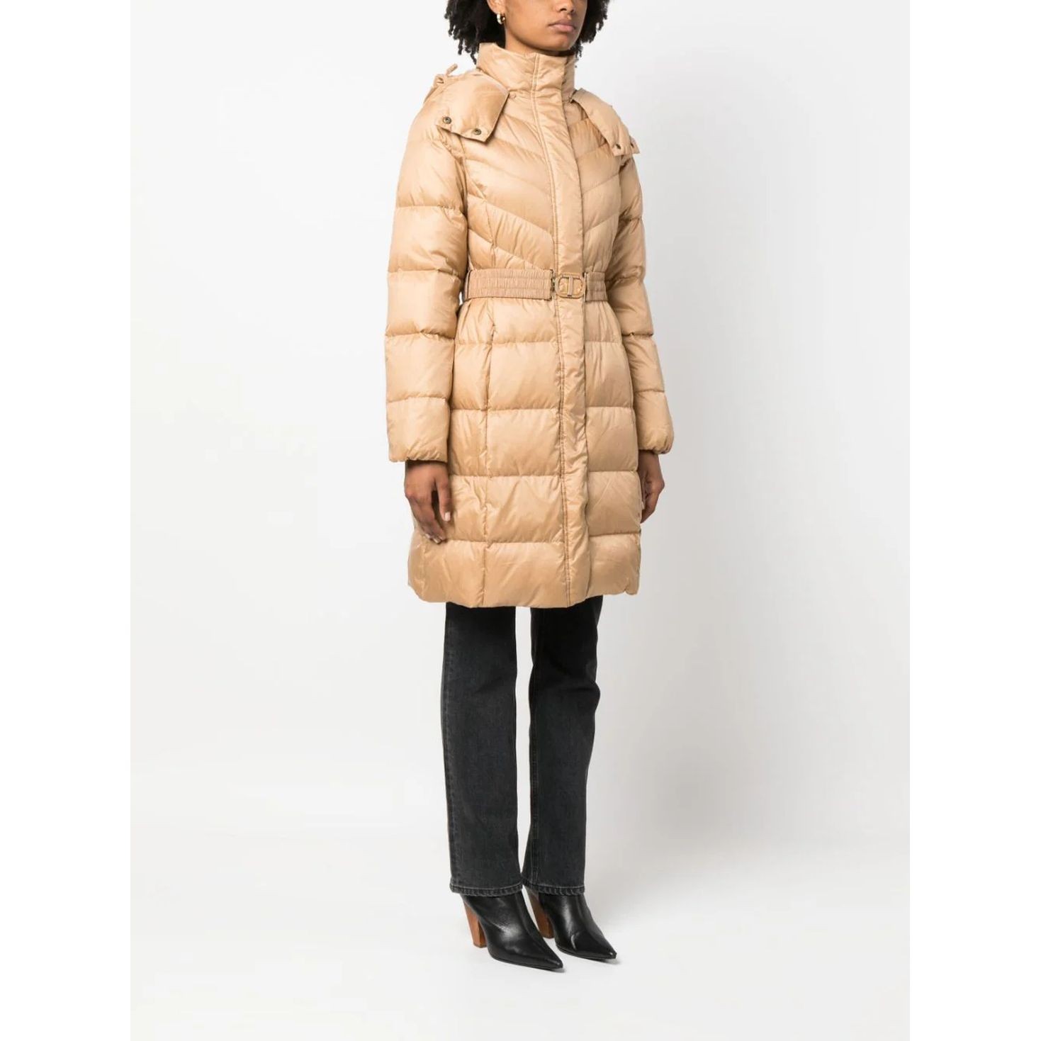 TWINSET Pūkinis paltas moterims, Ruda, Puffed coat 3