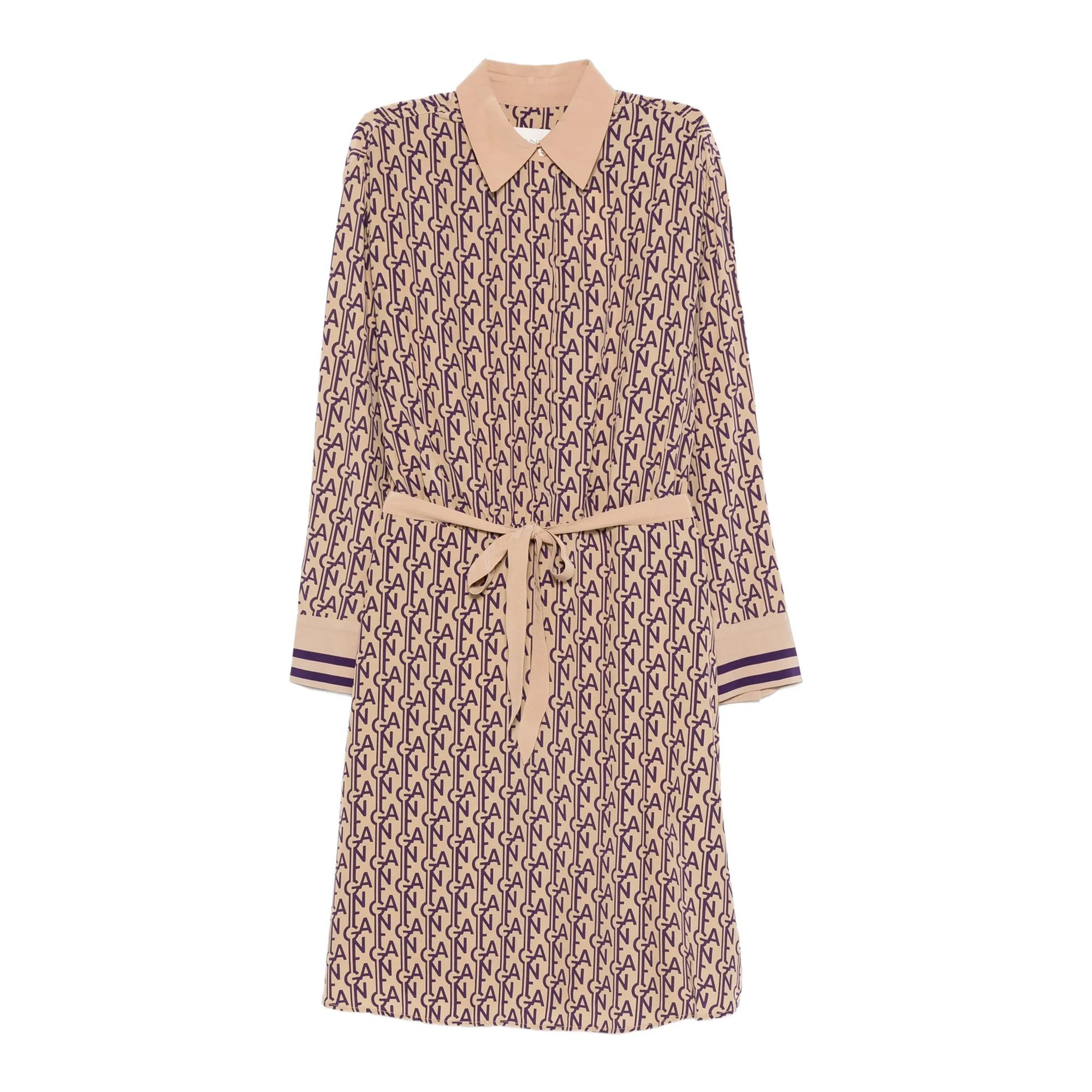 GANT Midi suknelė moterims, Violetinė, Monogram print dress 1