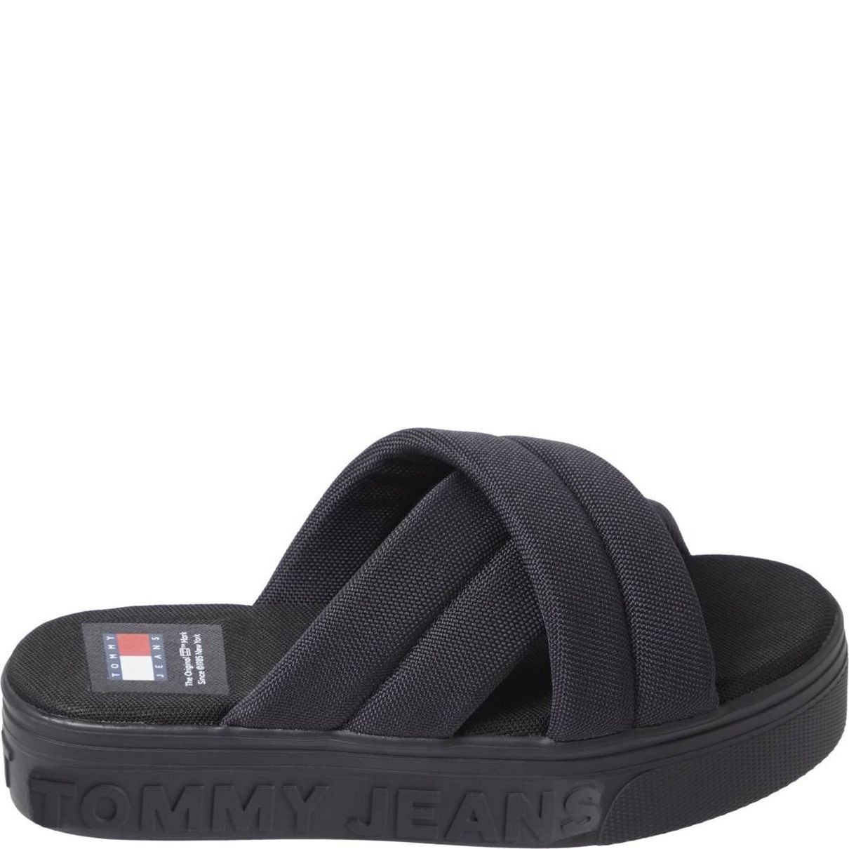 TOMMY JEANS Šlepetės moterims, Juoda, Lettering flatform sandal 2