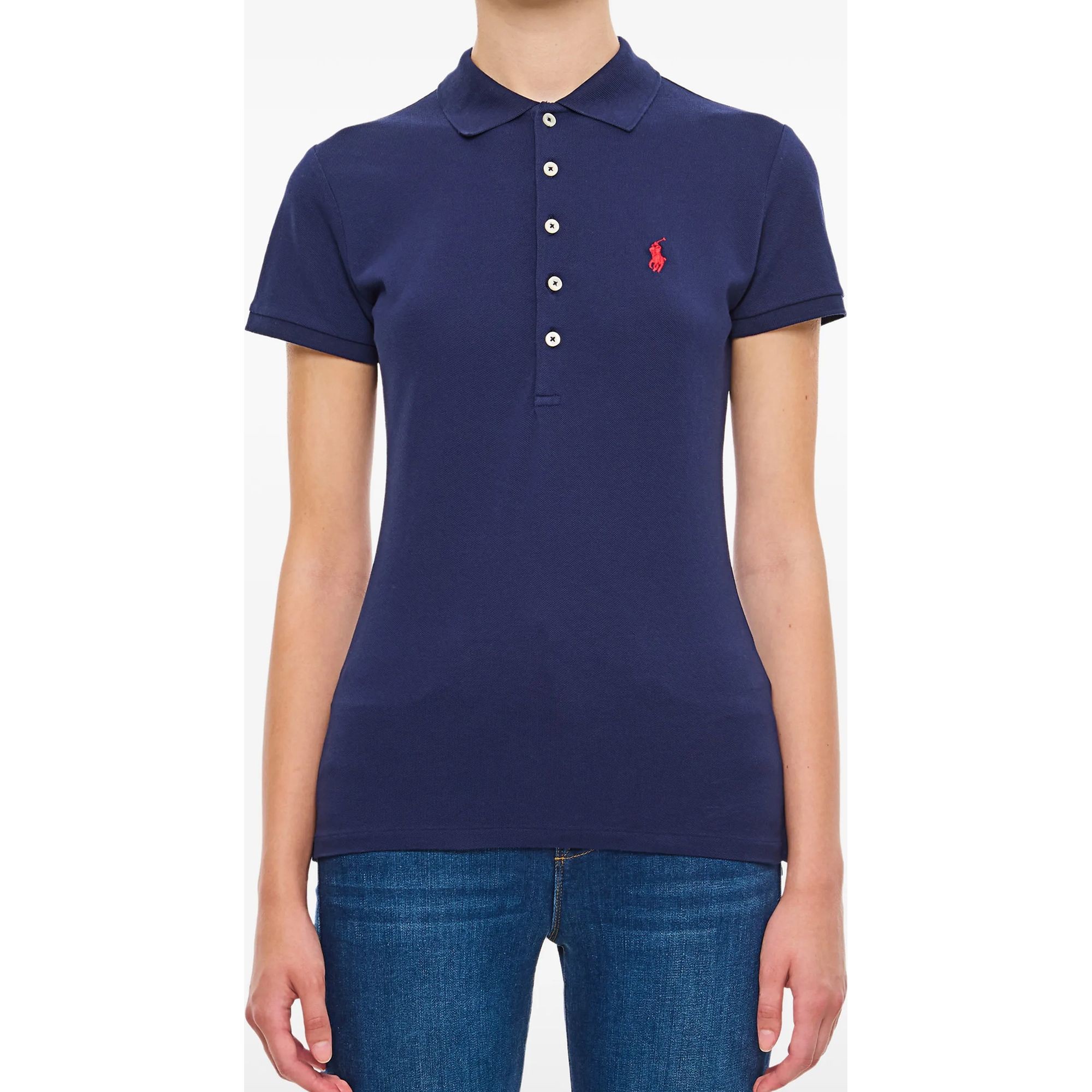 POLO RALPH LAUREN Polo marškiniai trumpos rank. moterims, Žalia, Slim fit stretch polo shirt 1