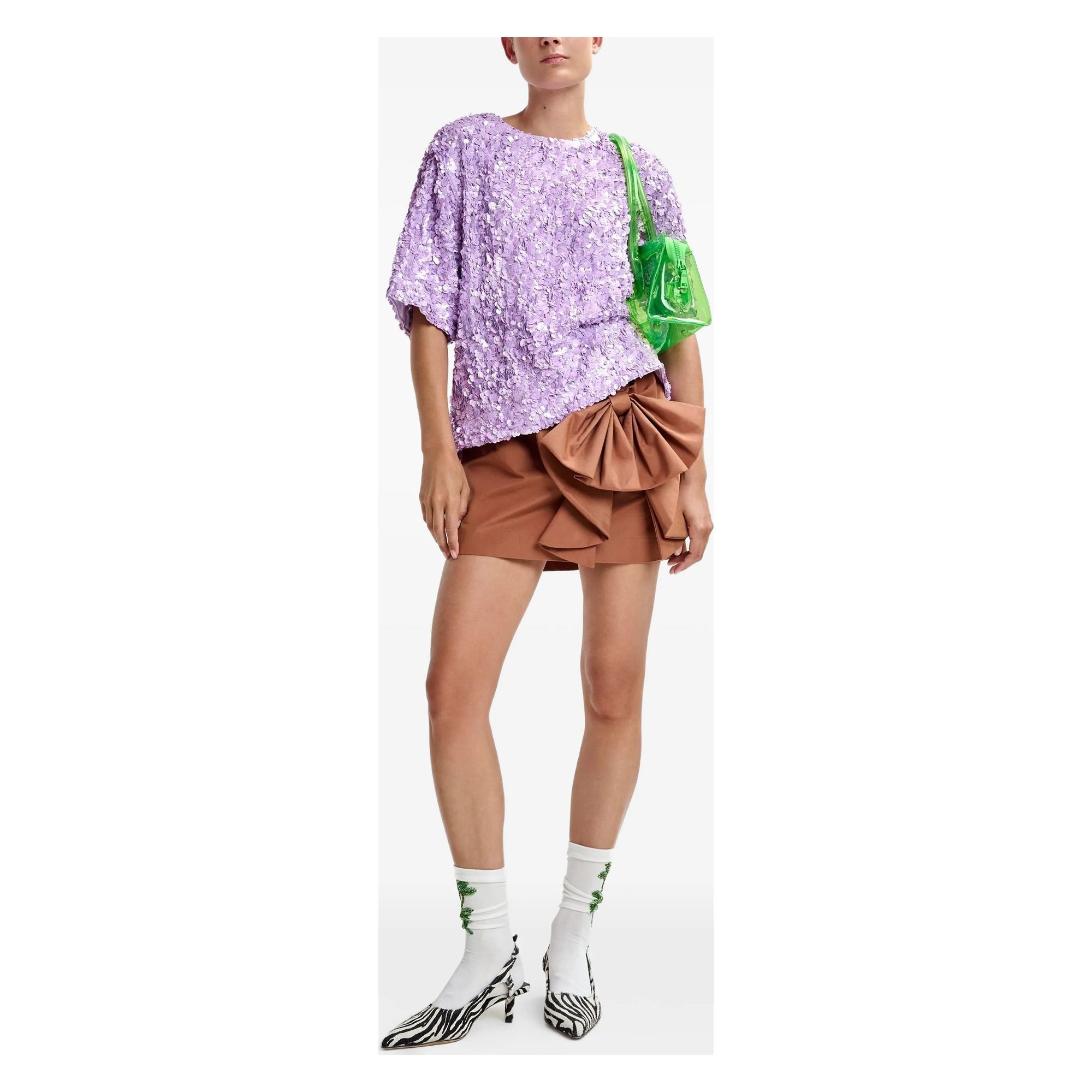 ESSENTIEL ANTWERP Mini sijonas moterims, Ruda, 2 3d bow miniskirt 2