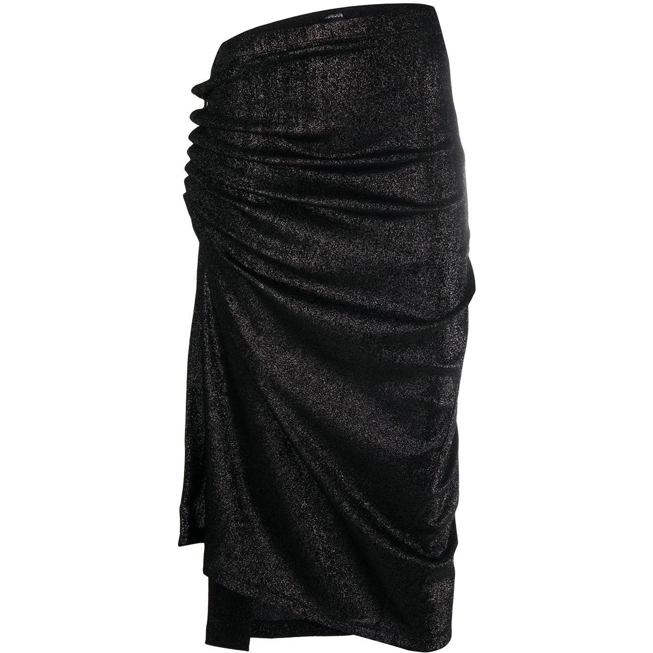 PACO RABANNE Midi sijonas moterims, Juoda, Asymmetric midi skirt 1