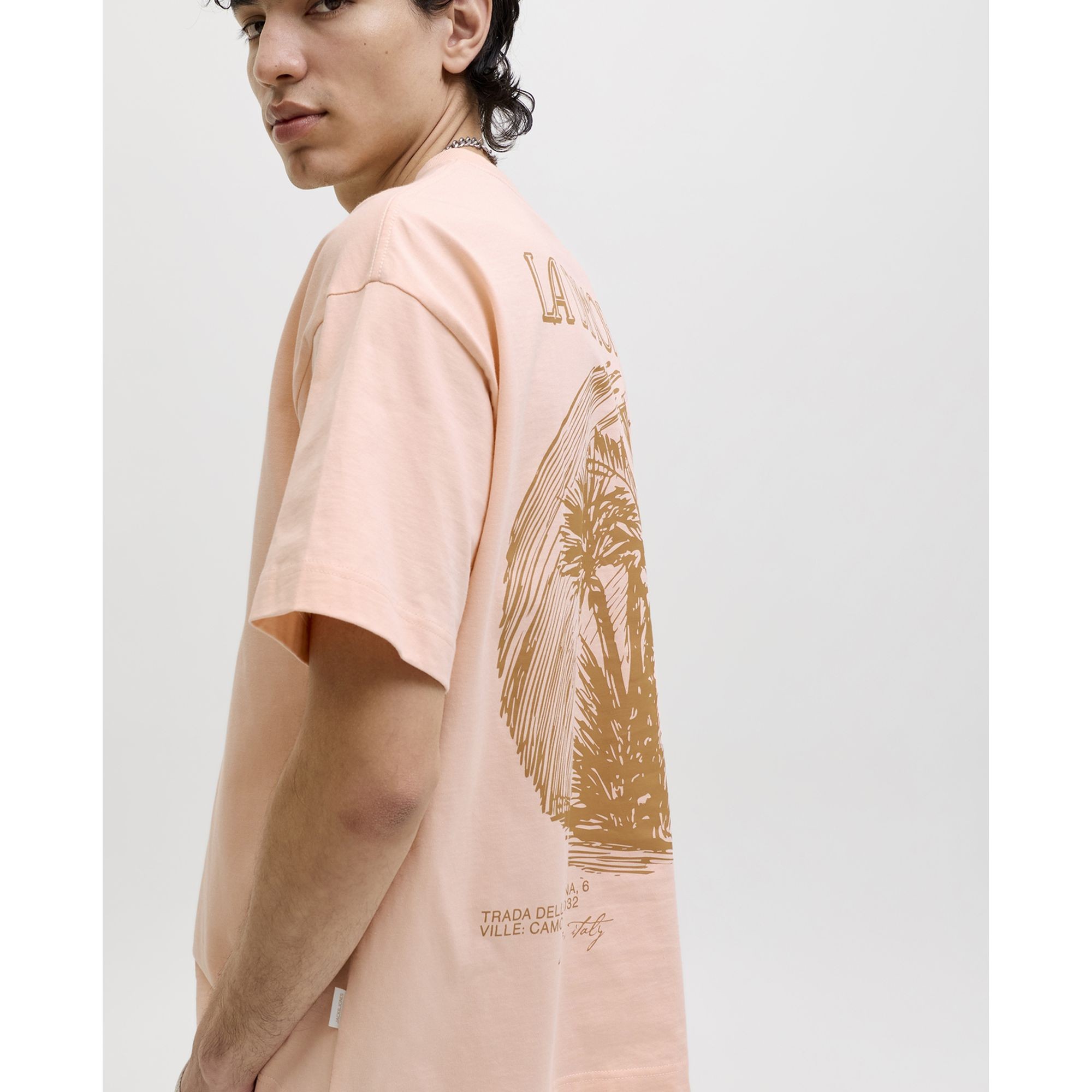 JACK & JONES Marškinėliai vyrams, Rožinė, Coted azur mono back 4