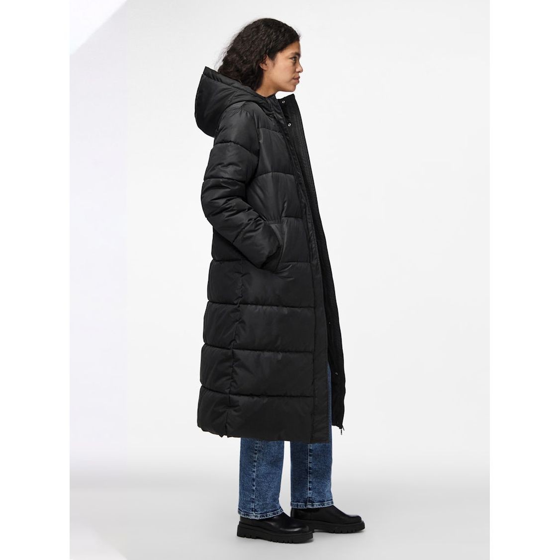 PIECES Pūkinis paltas moterims, Juoda, Maddie long puffer jacket 8
