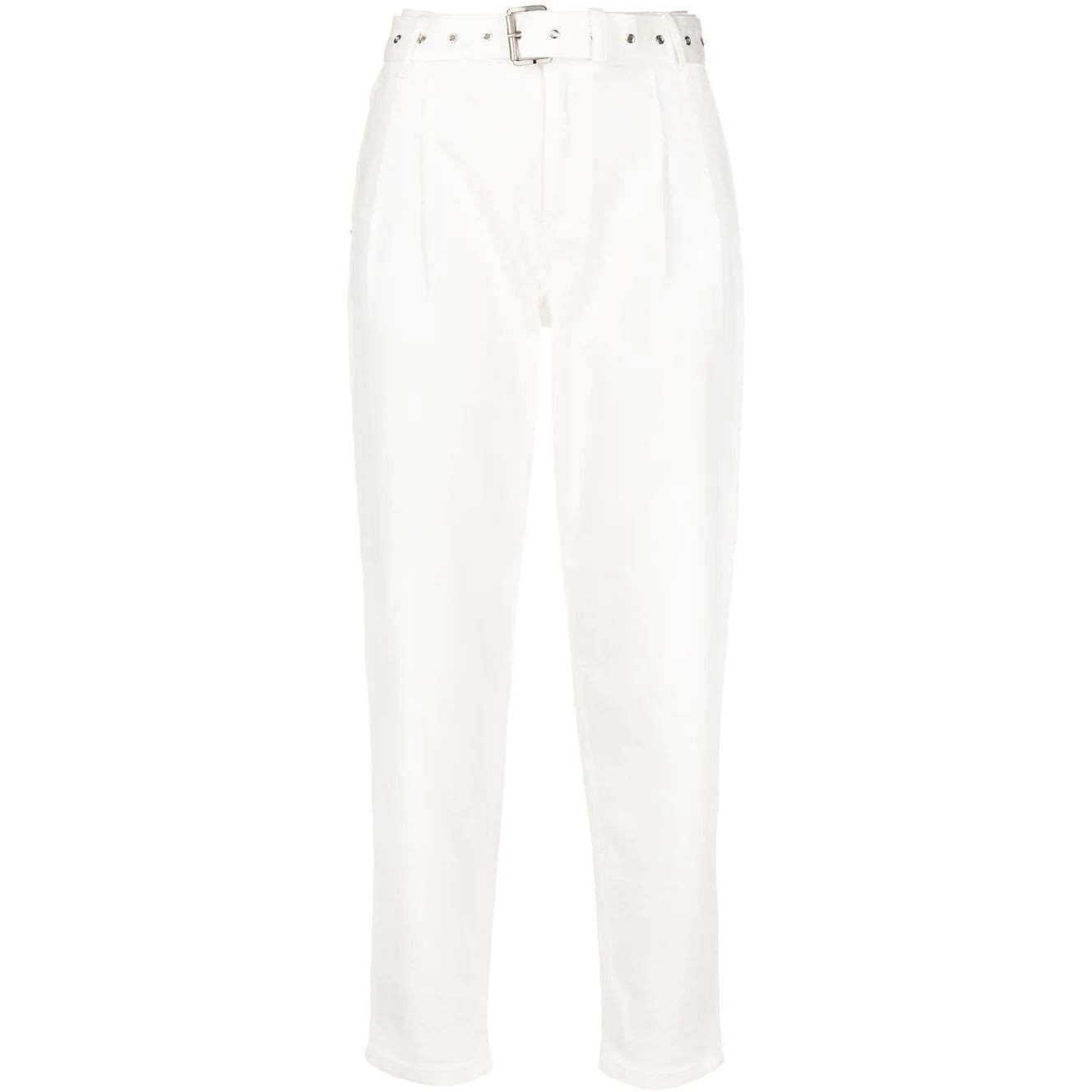 MICHAEL KORS Laisvalaikio kelnės moterims, Pilka, Pleated belted denim pant 1
