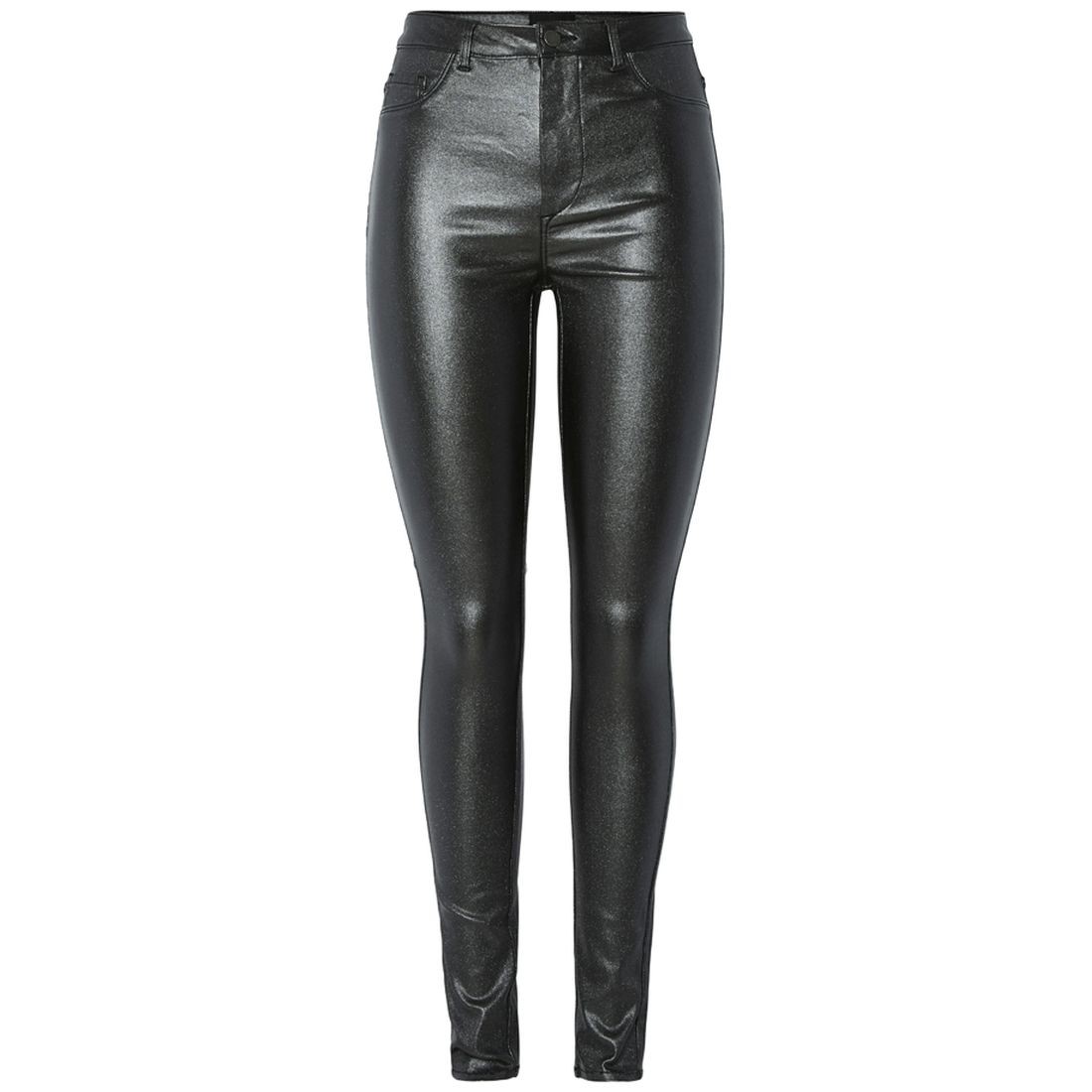 PIECES Odinės kelnės moterims, Juoda, Highskin glitter jeggings 1